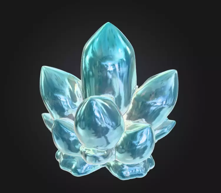 Aqua Lotus Crystal Low-poly 3D model_0