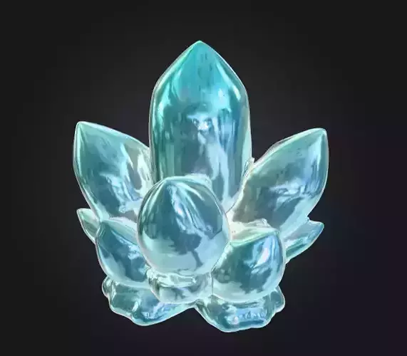 Aqua Lotus Crystal Low-poly 3D model