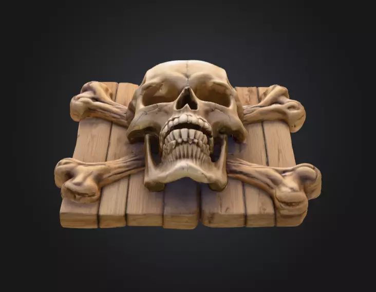 Skull and Crossbones Emblem Low-poly 3D model_12