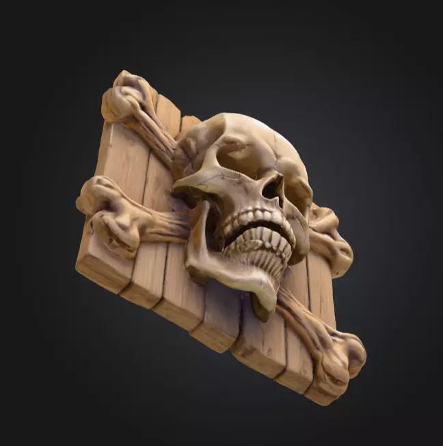 Skull and Crossbones Emblem Low-poly 3D model_13