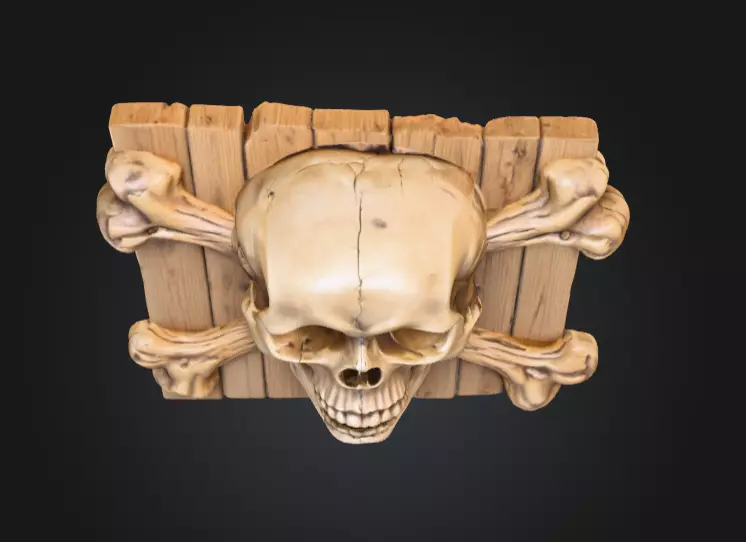 Skull and Crossbones Emblem Low-poly 3D model_8