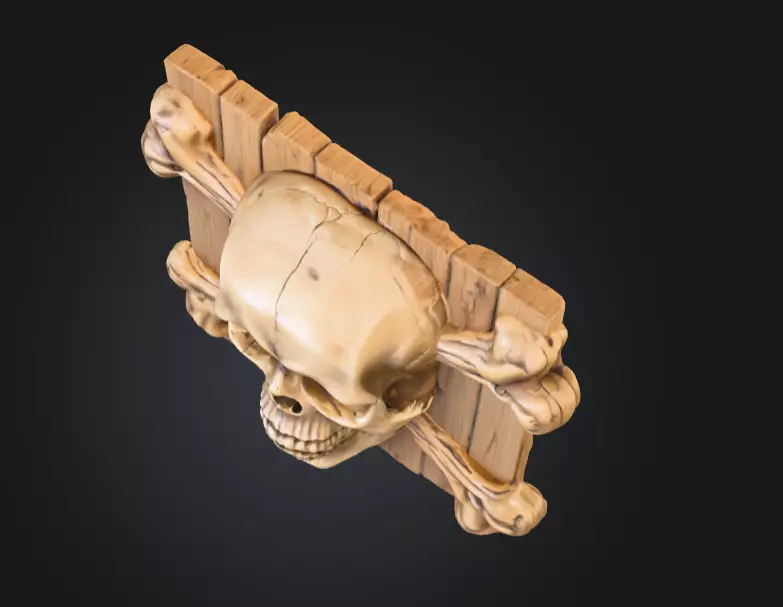 Skull and Crossbones Emblem Low-poly 3D model_9
