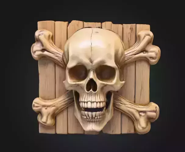 Skull and Crossbones Emblem Low-poly 3D model