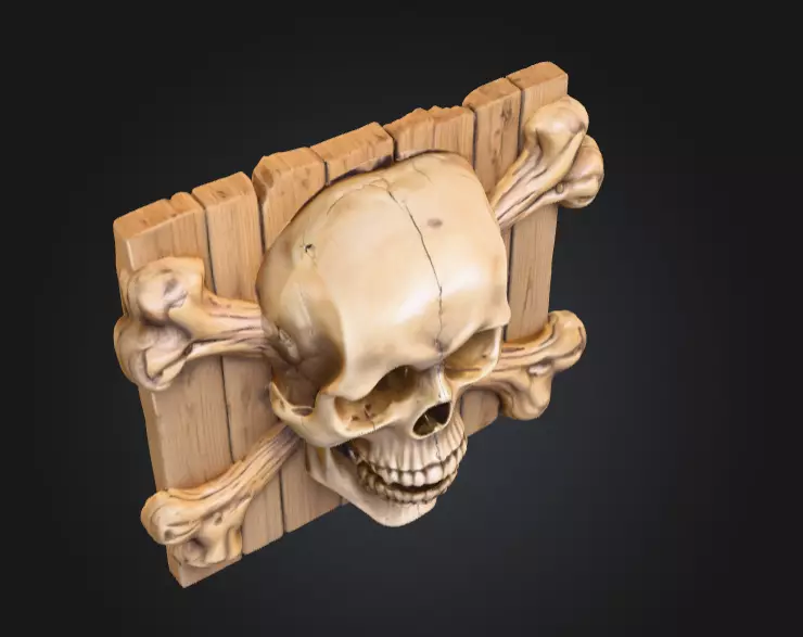 Skull and Crossbones Emblem Low-poly 3D model_10