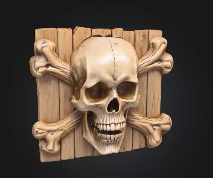Skull and Crossbones Emblem Low-poly 3D model_7