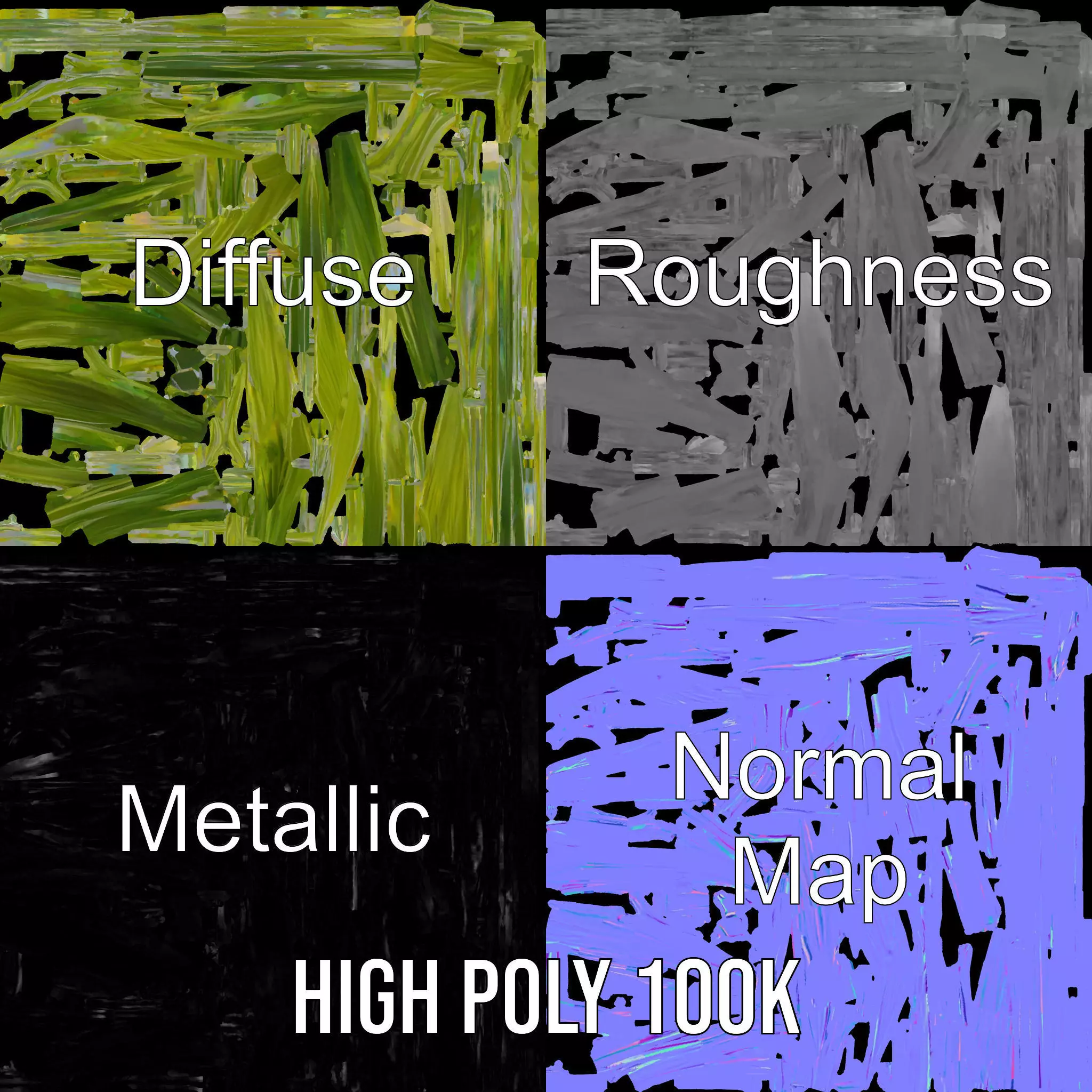 Tall Grass Foliage model pack Low-poly 3D model_3