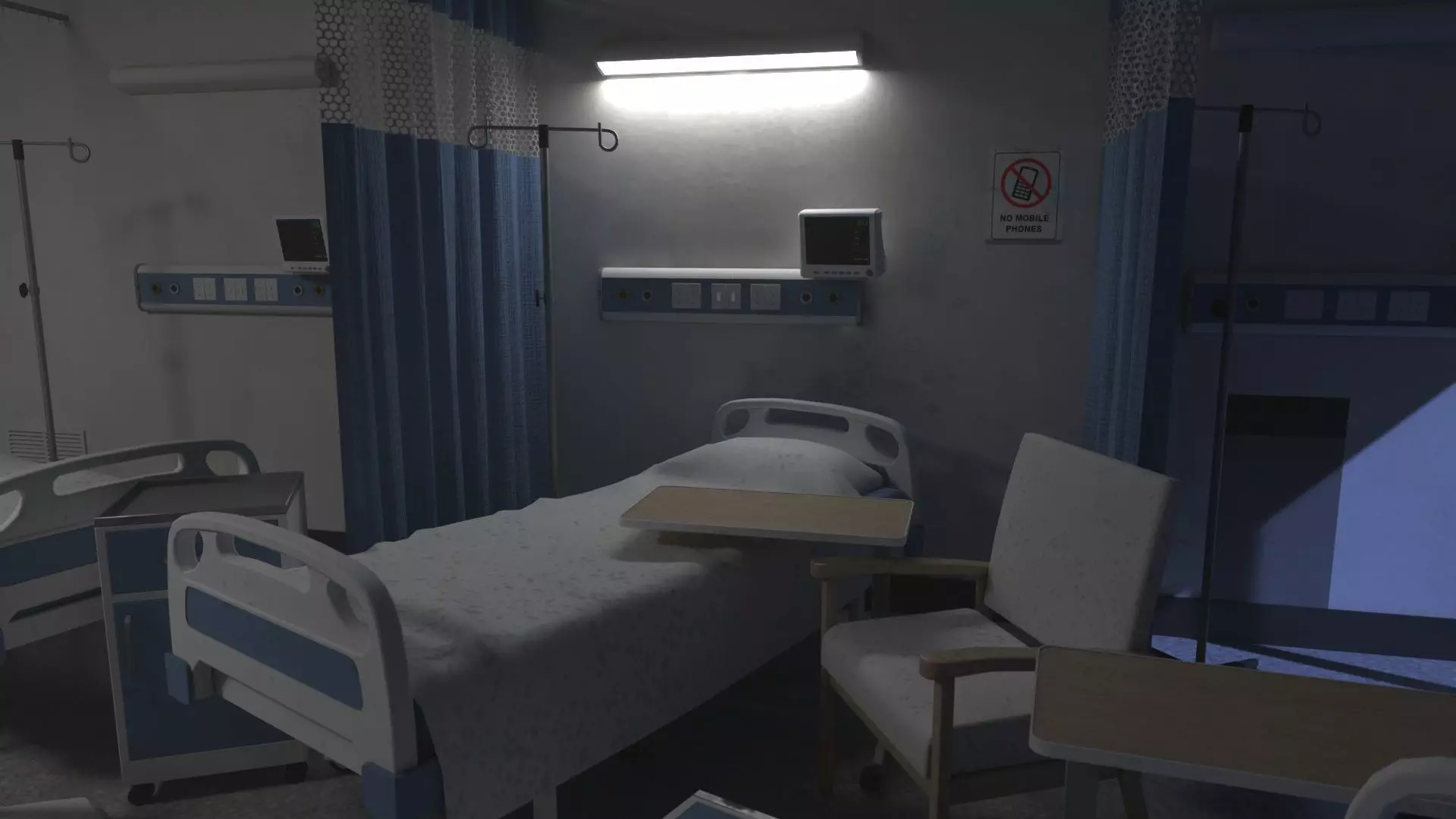 Modular Hospital Patient Room Kit Low-poly 3D model_16
