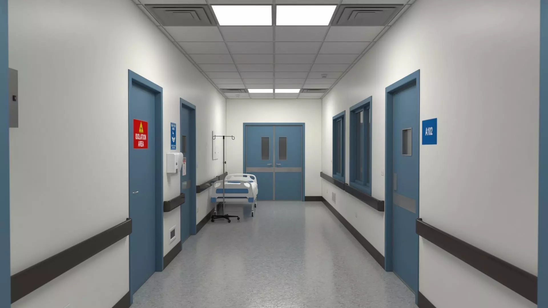 Modular Hospital Patient Room Kit Low-poly 3D model_11