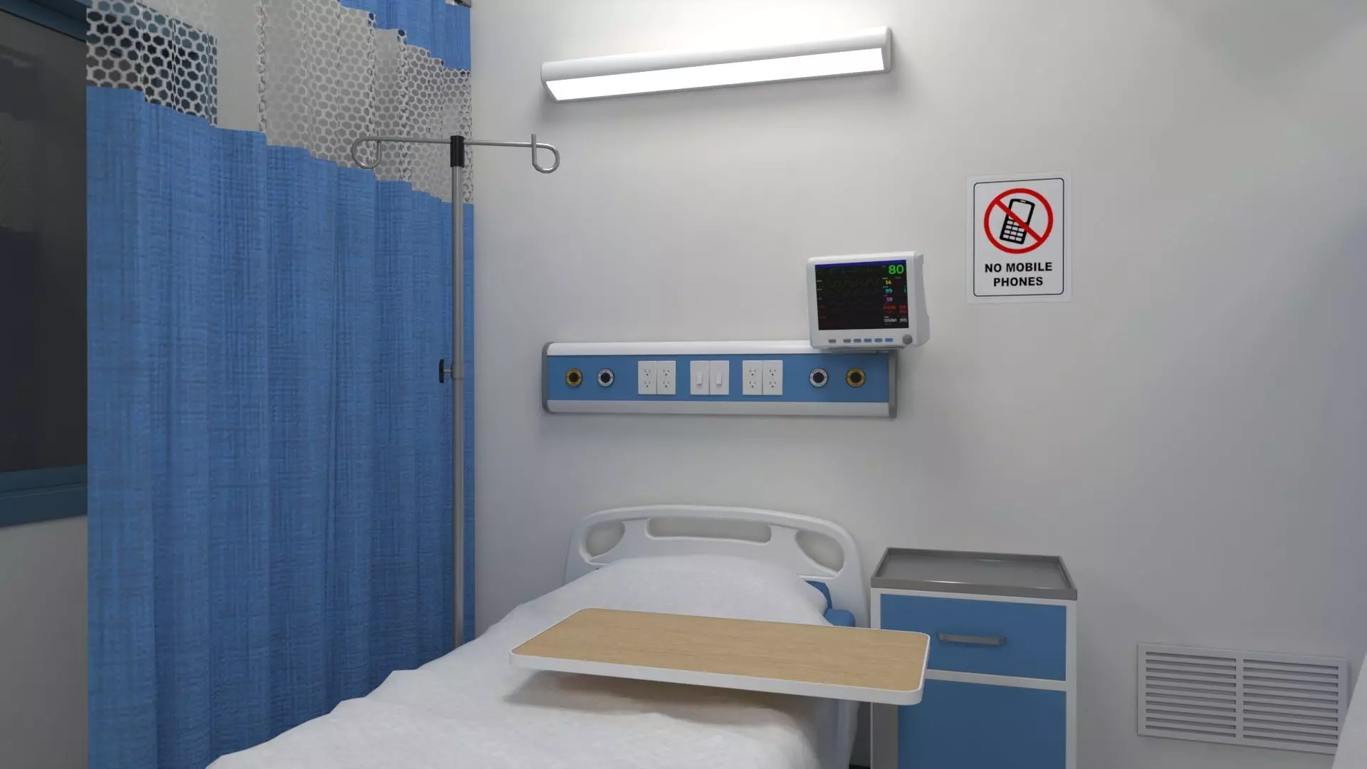 Modular Hospital Patient Room Kit Low-poly 3D model_8