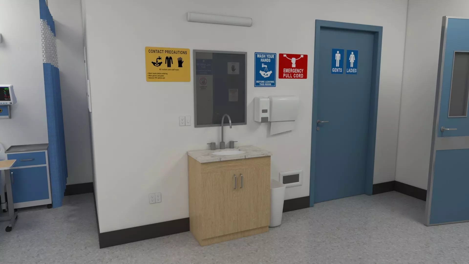 Modular Hospital Patient Room Kit Low-poly 3D model_9