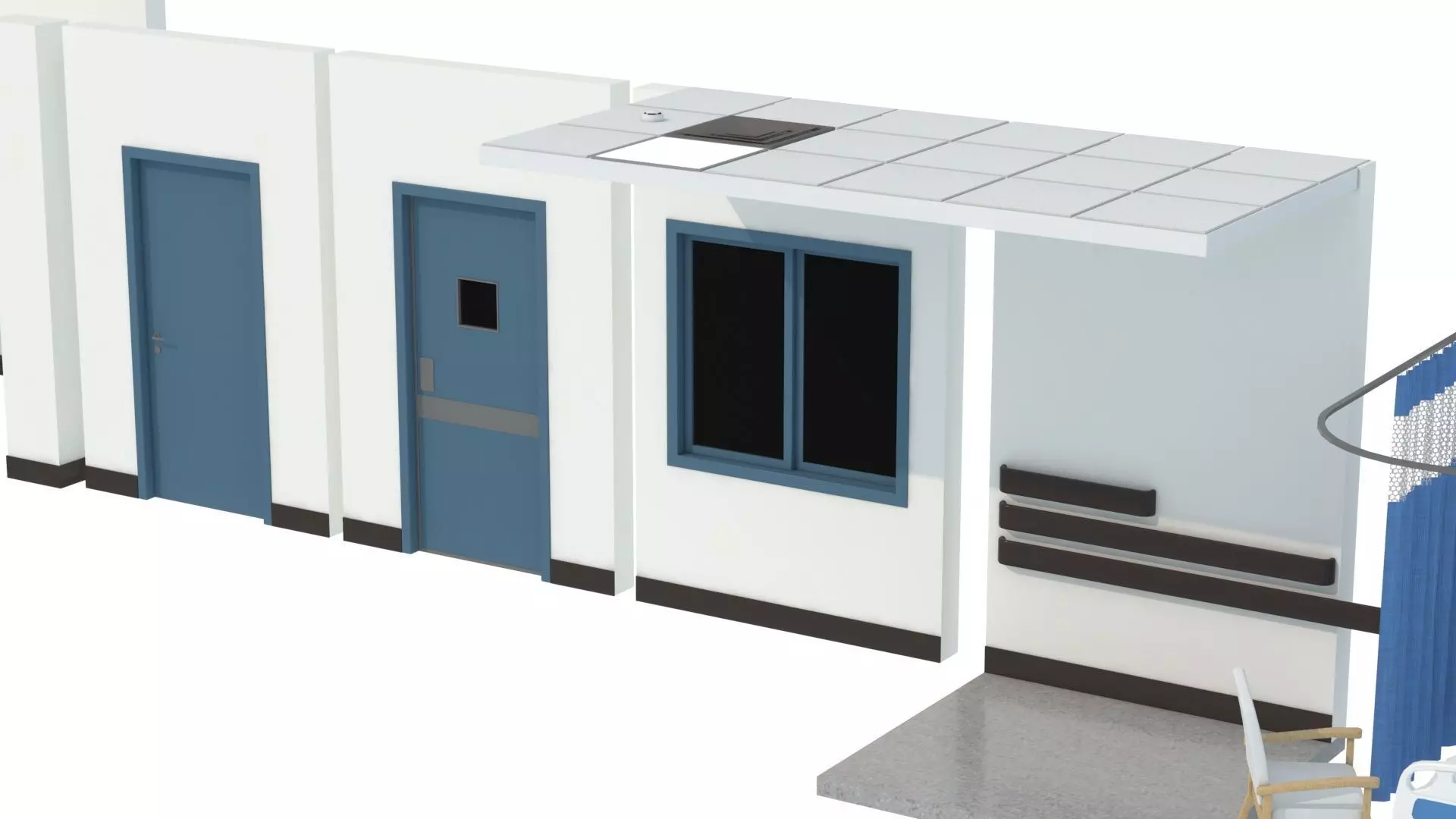 Modular Hospital Patient Room Kit Low-poly 3D model_20