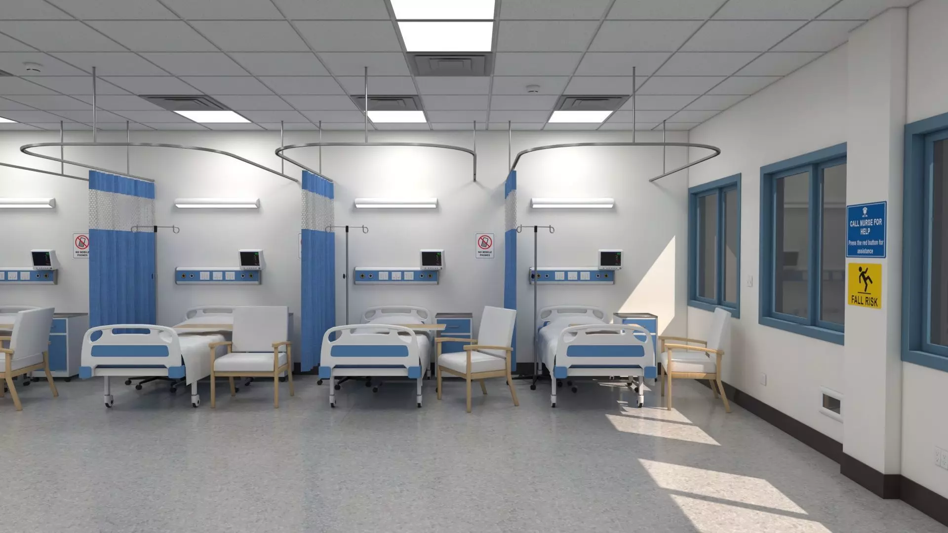 Modular Hospital Patient Room Kit Low-poly 3D model_4