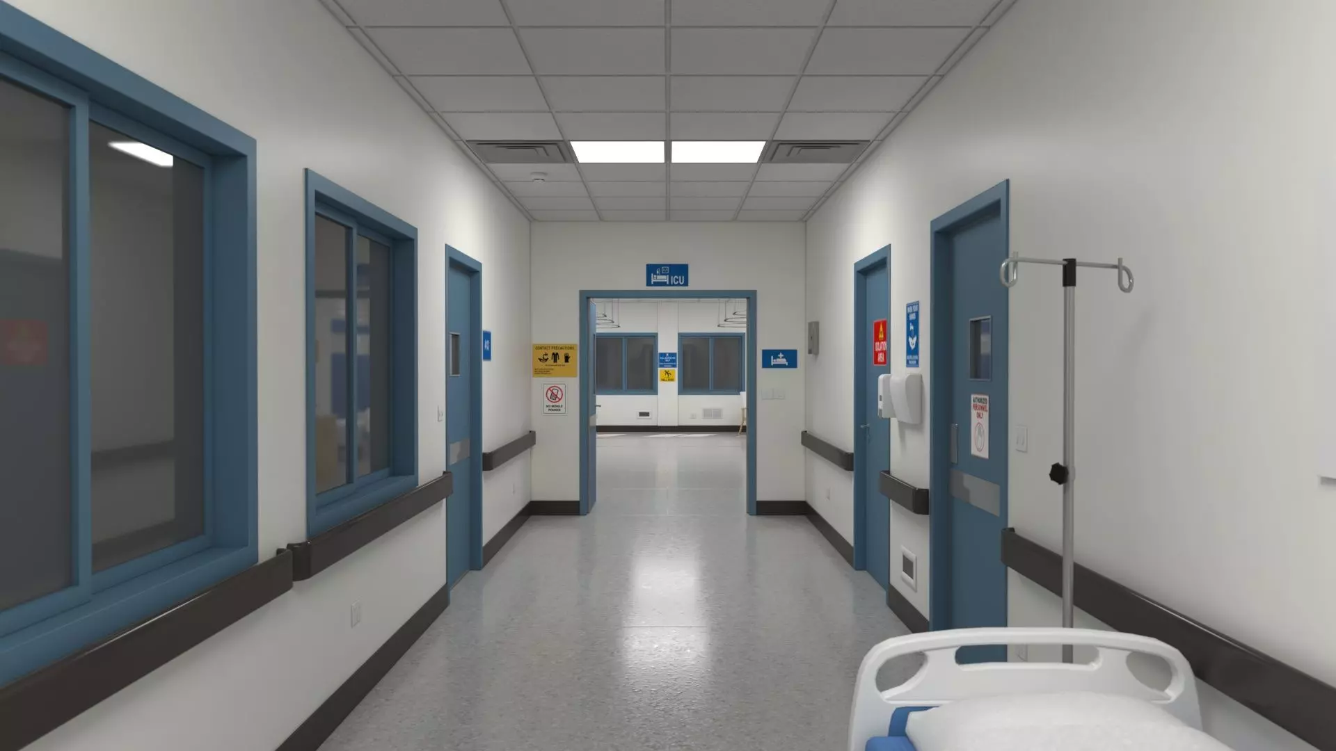 Modular Hospital Patient Room Kit Low-poly 3D model_10
