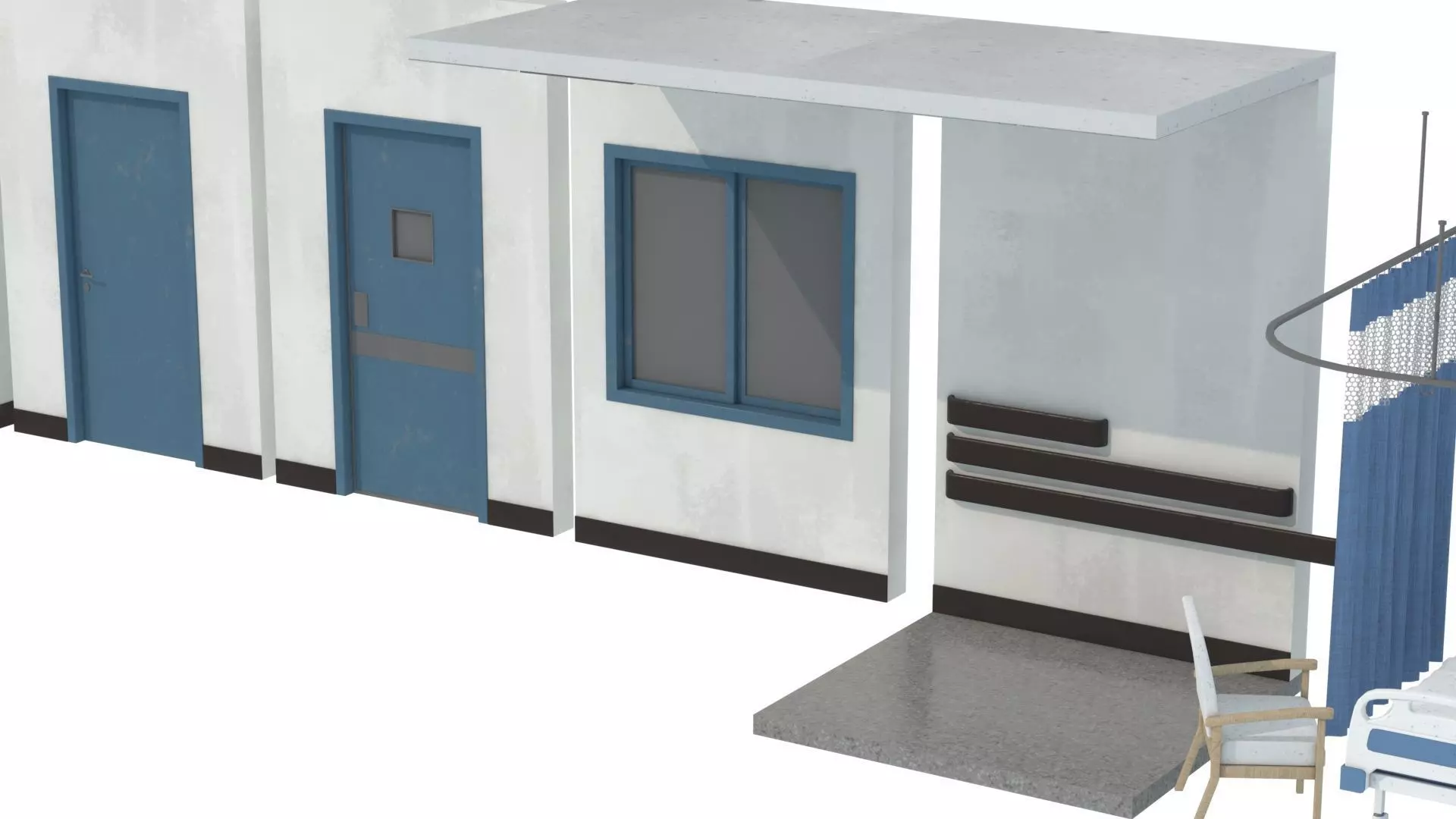 Modular Hospital Patient Room Kit Low-poly 3D model_25