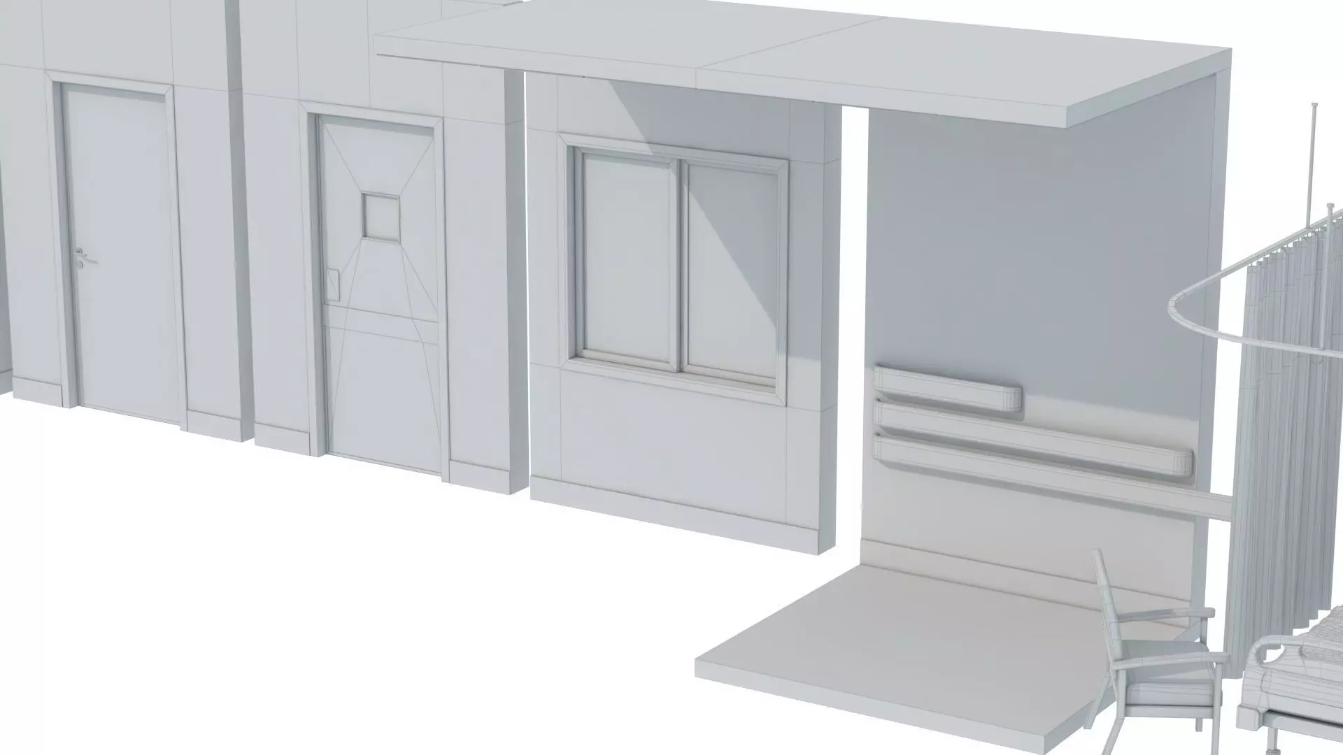 Modular Hospital Patient Room Kit Low-poly 3D model_30