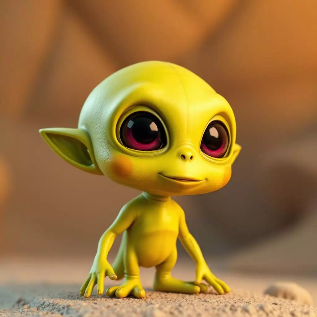 Adorable Alien 3D Character Low-poly 3D model_0