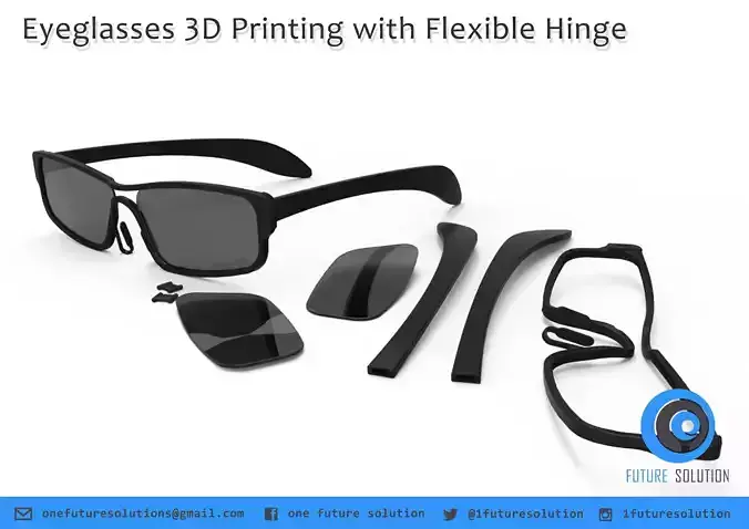 Eyeglasses 3D Printing with Flexible Hinge Free 3D print model
