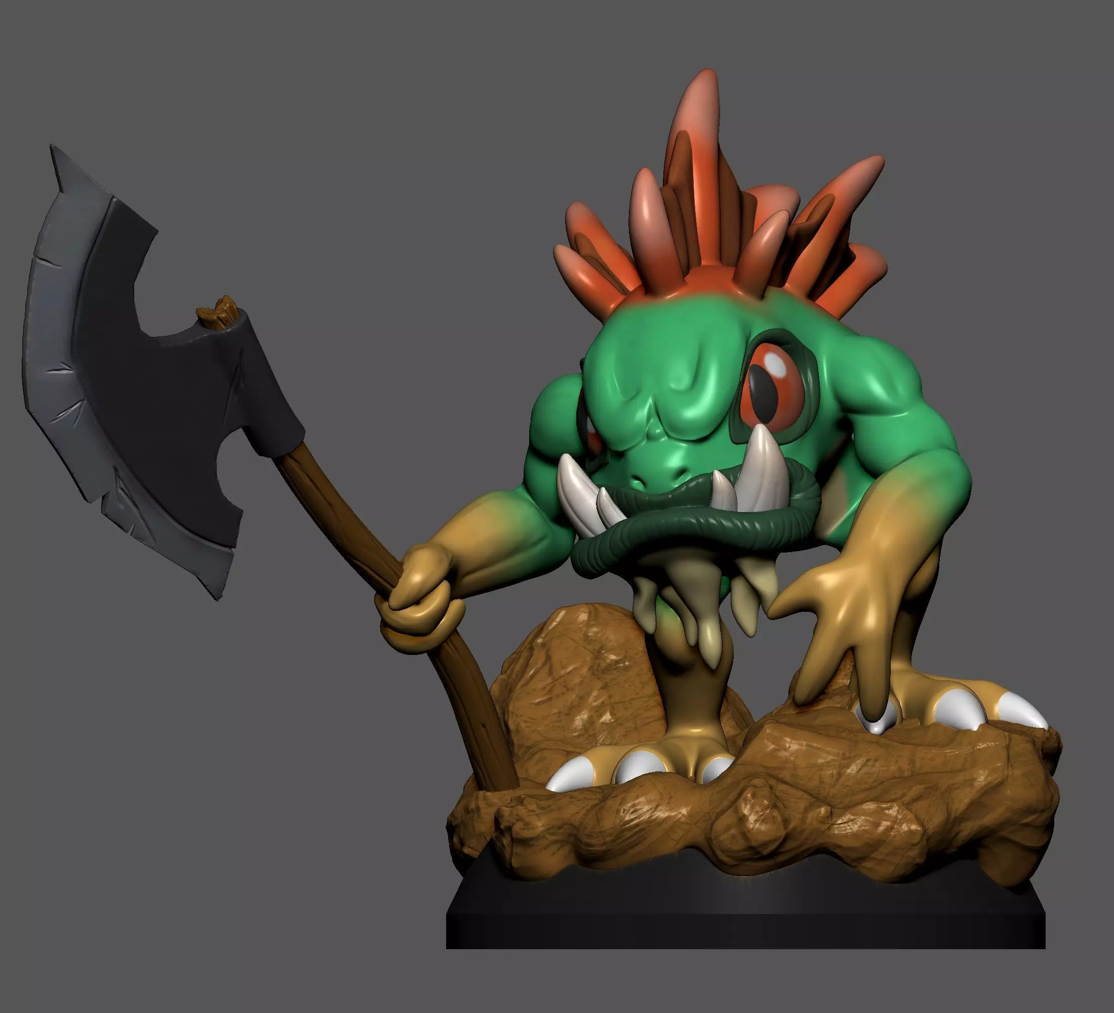 Axeman Murloc Miniature 3D print model_2