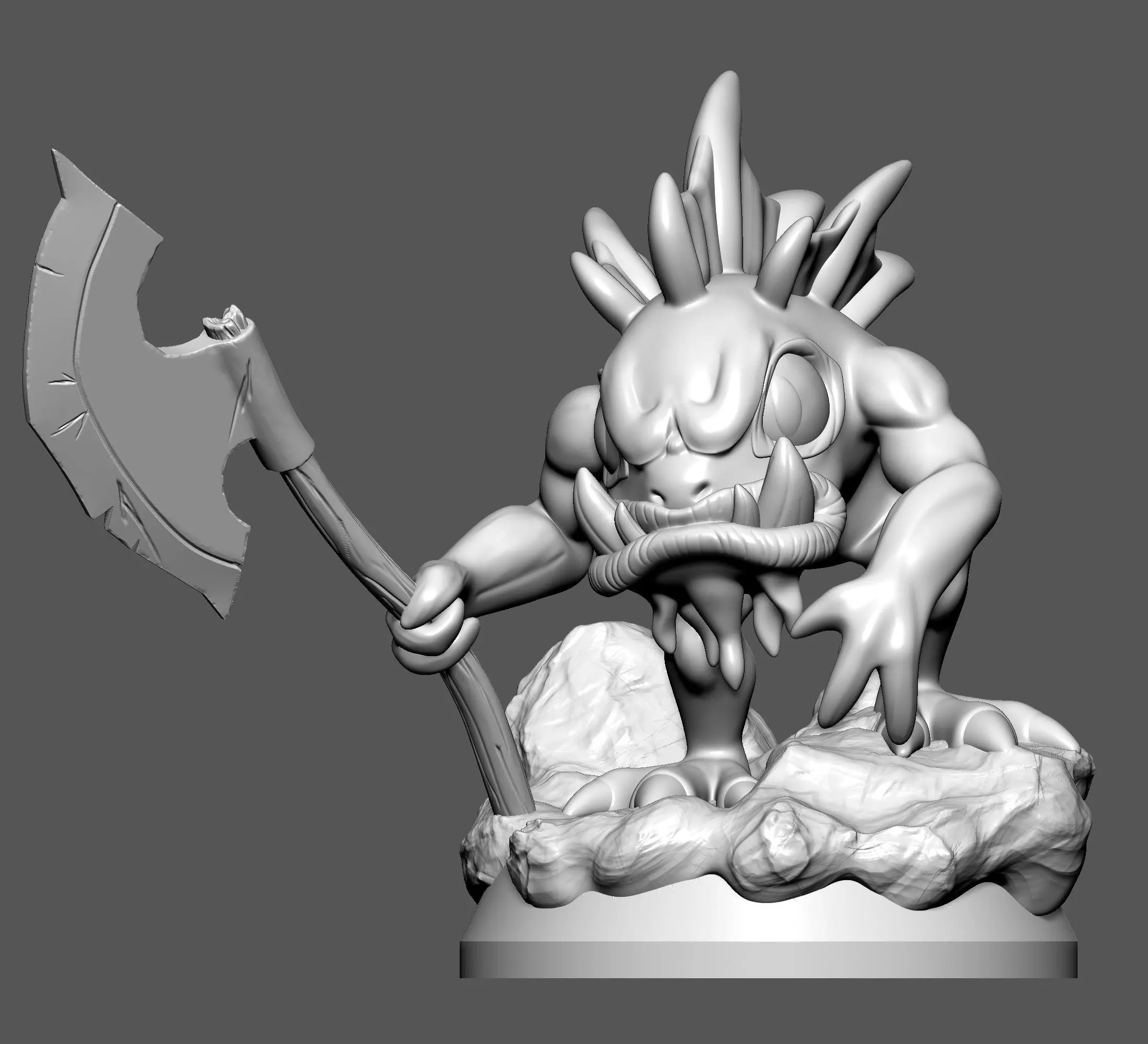 Axeman Murloc Miniature 3D print model_3