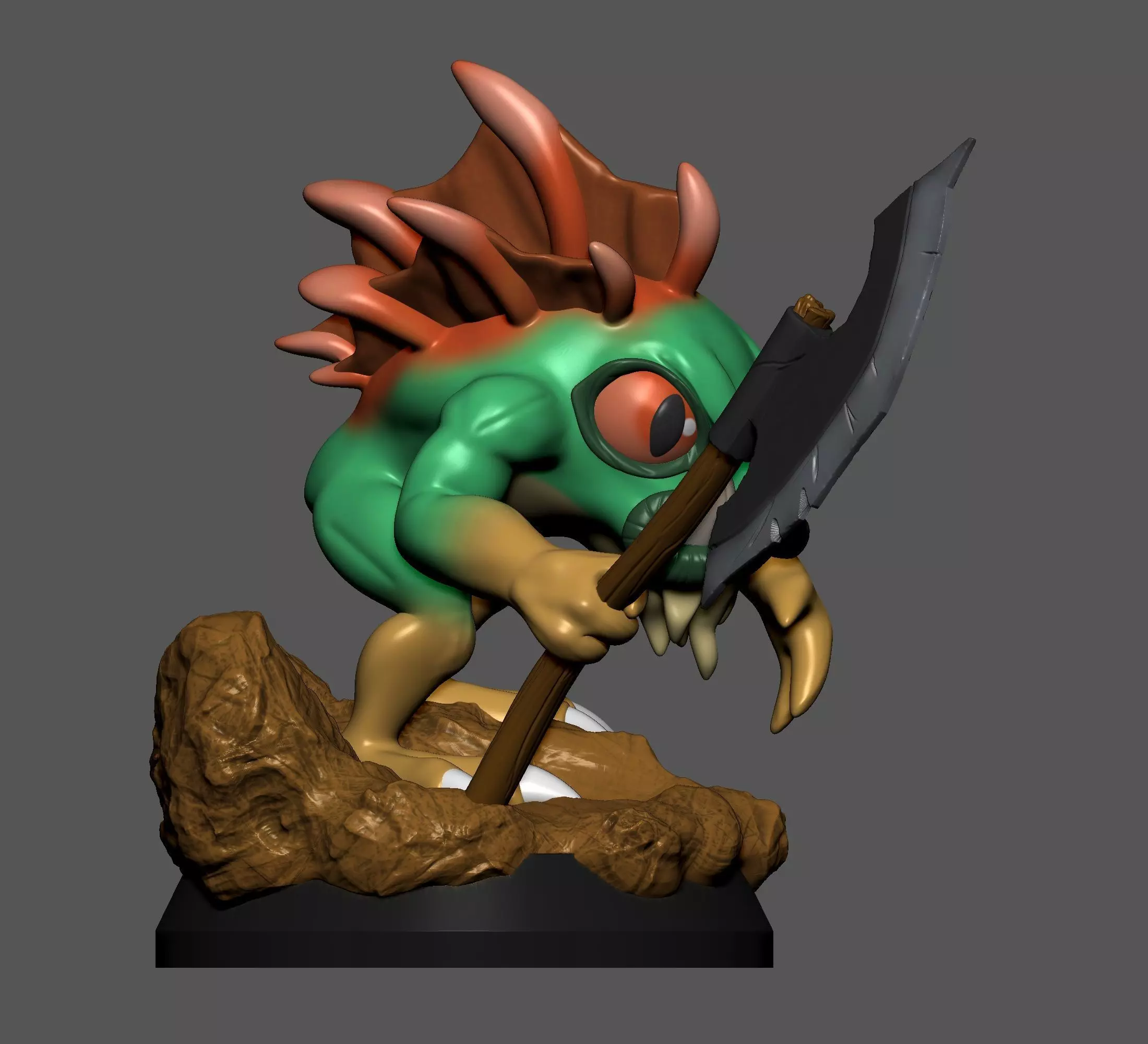 Axeman Murloc Miniature 3D print model_9