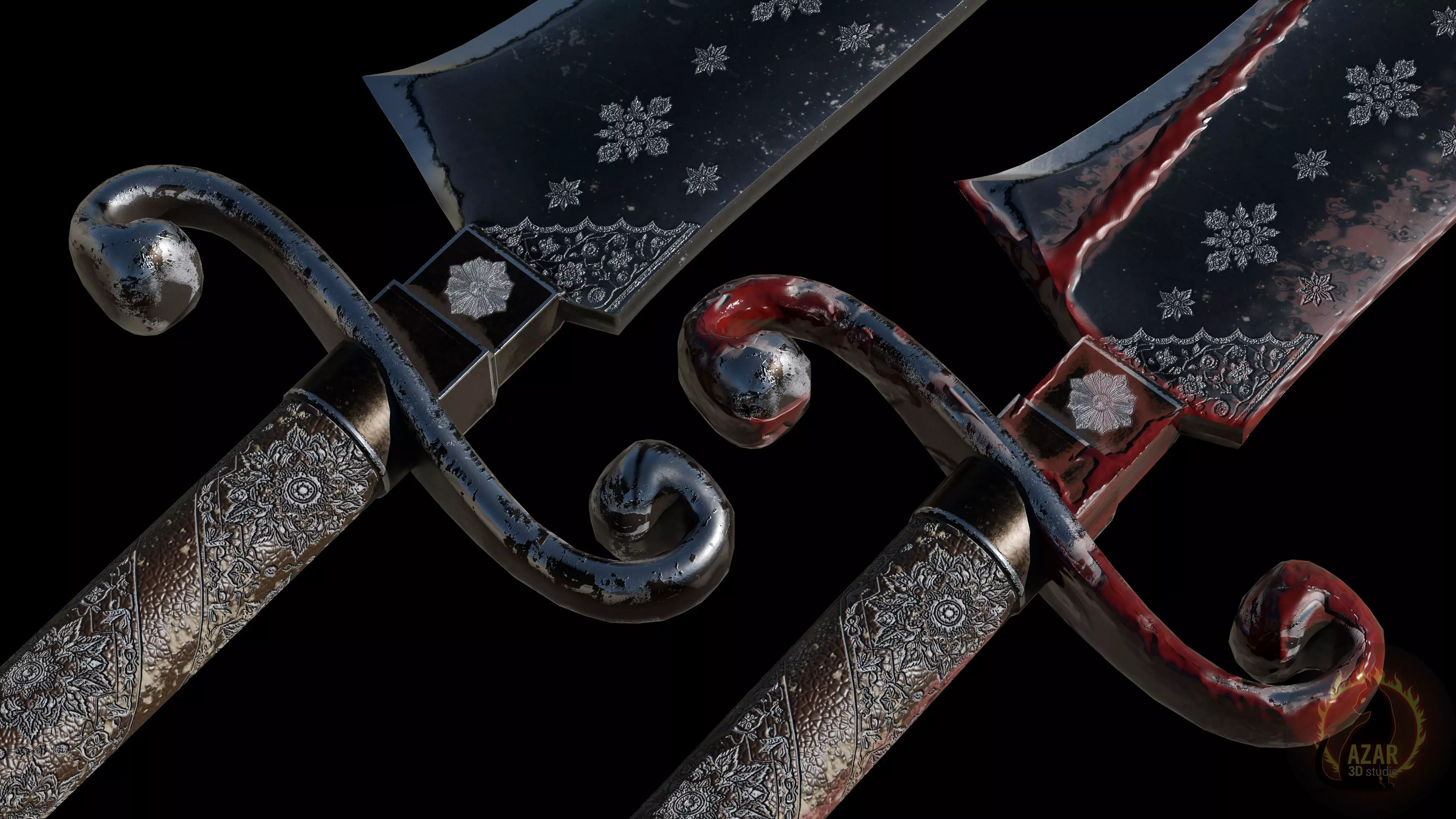 Sword 002 Realistic PBR Medieval Weapon 6 Variations Low-poly 3D model_9