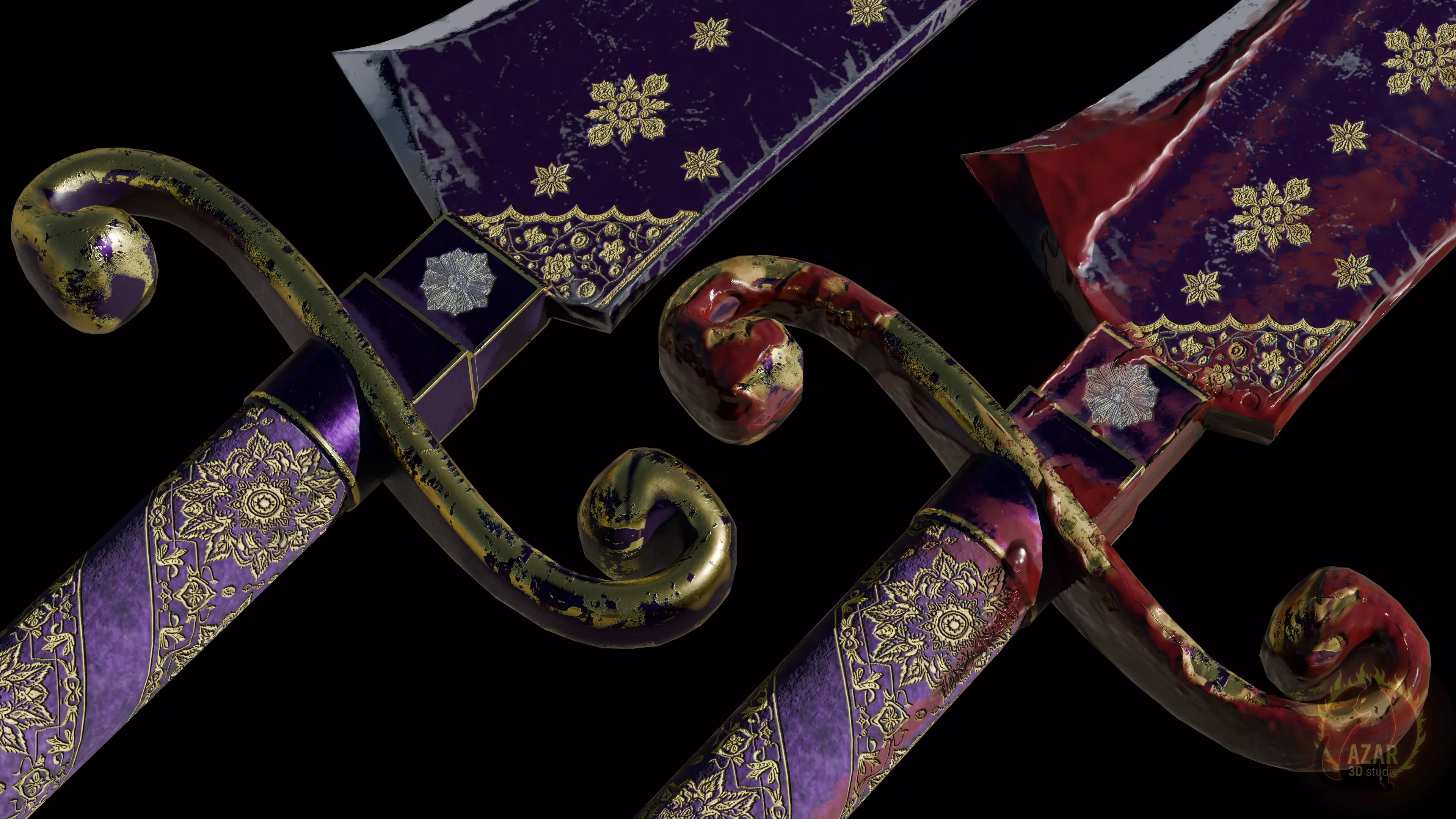 Sword 002 Realistic PBR Medieval Weapon 6 Variations Low-poly 3D model_11