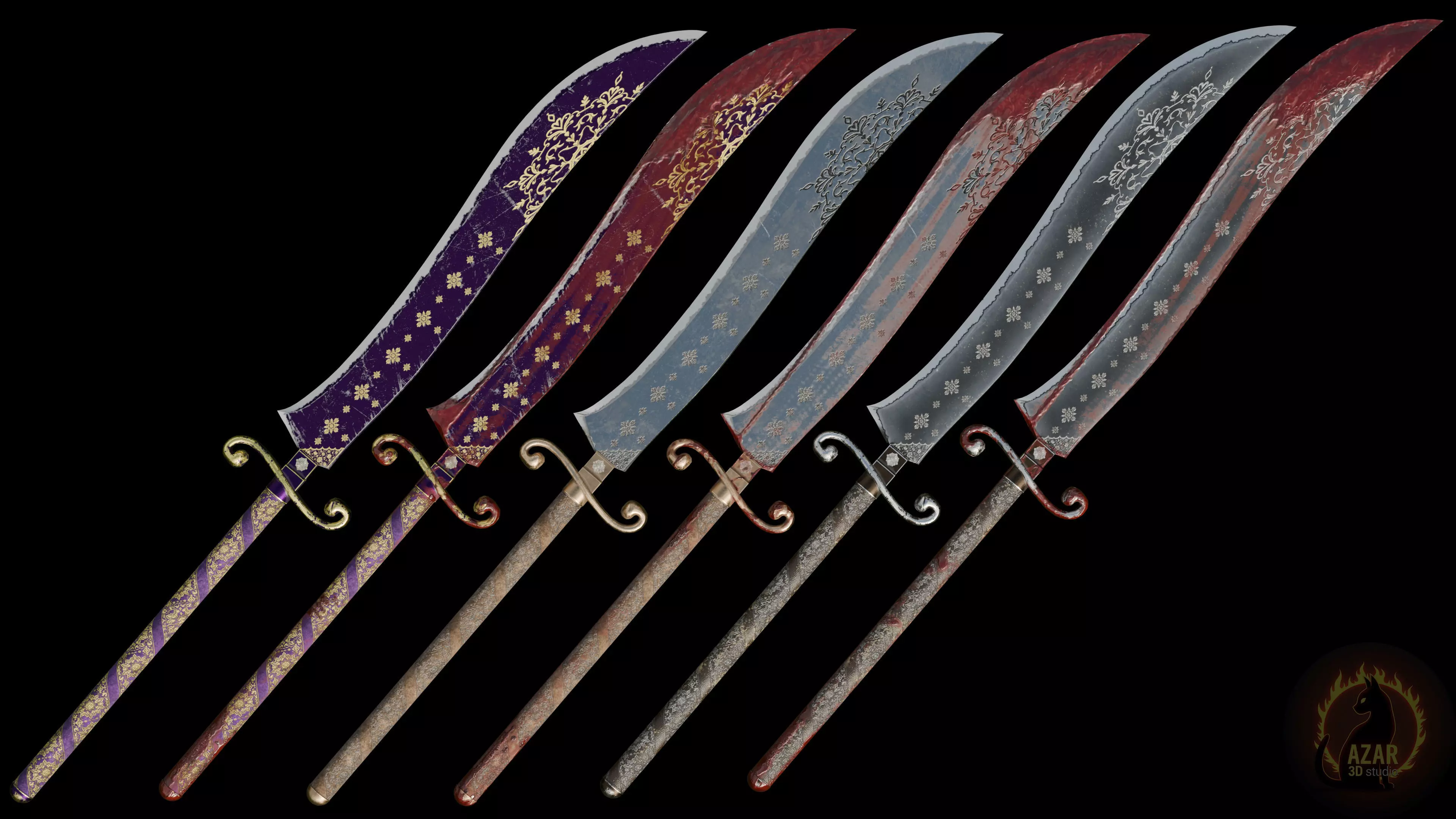 Sword 002 Realistic PBR Medieval Weapon 6 Variations Low-poly 3D model_24