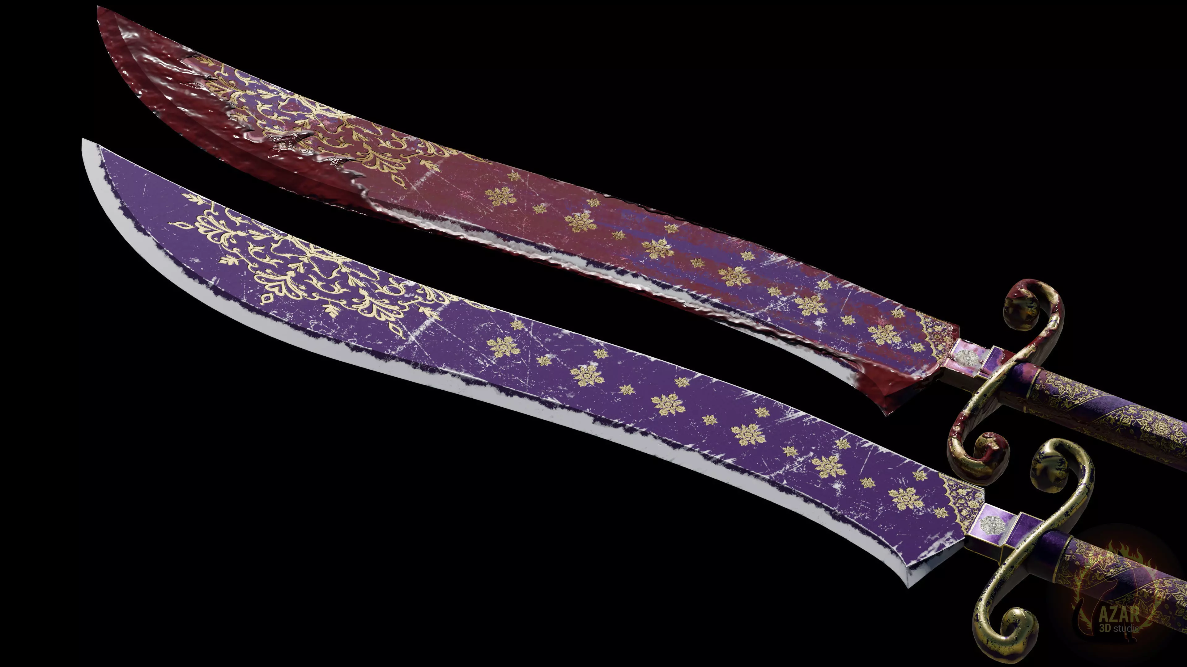 Sword 002 Realistic PBR Medieval Weapon 6 Variations Low-poly 3D model_6