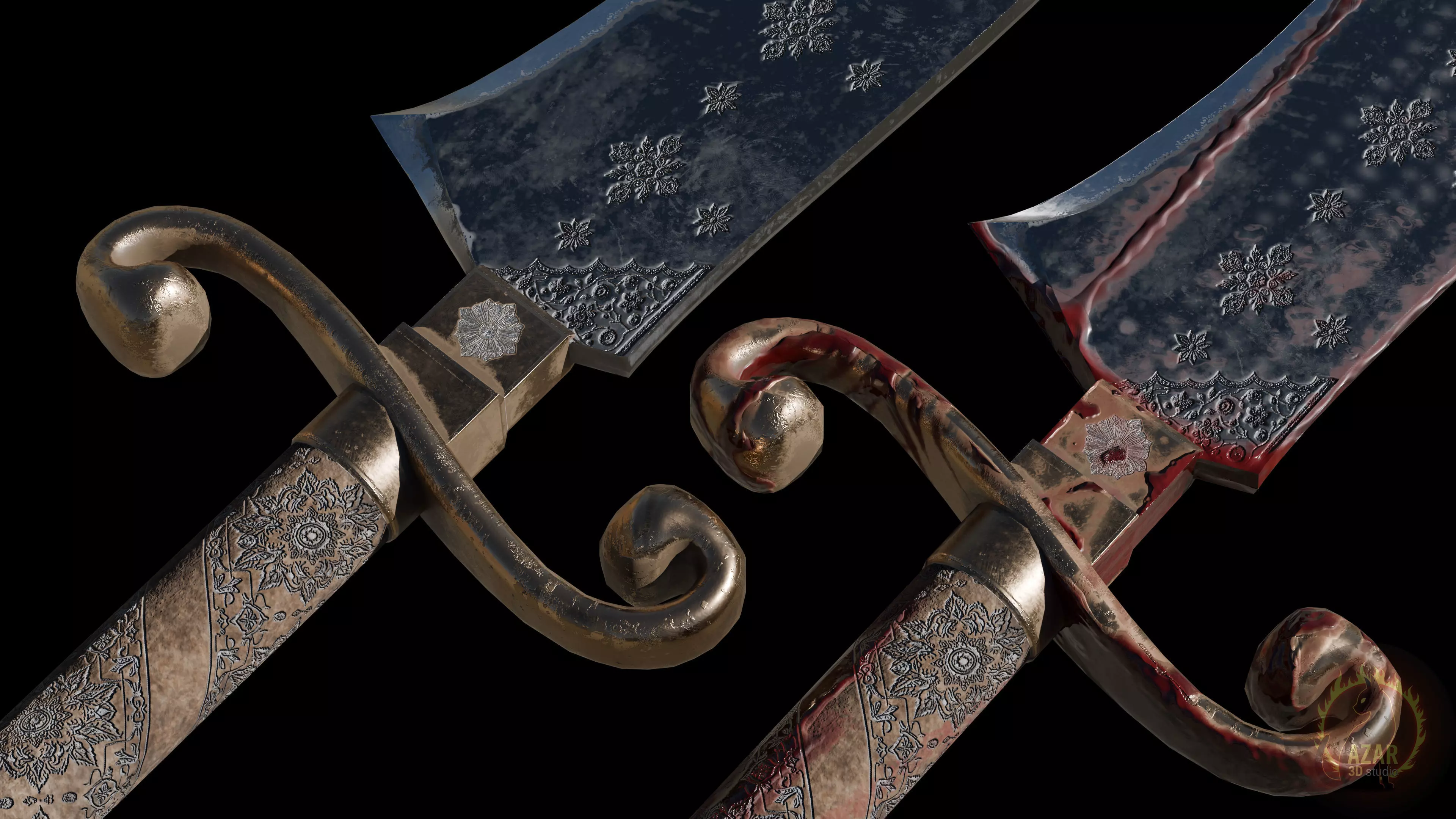 Sword 002 Realistic PBR Medieval Weapon 6 Variations Low-poly 3D model_10