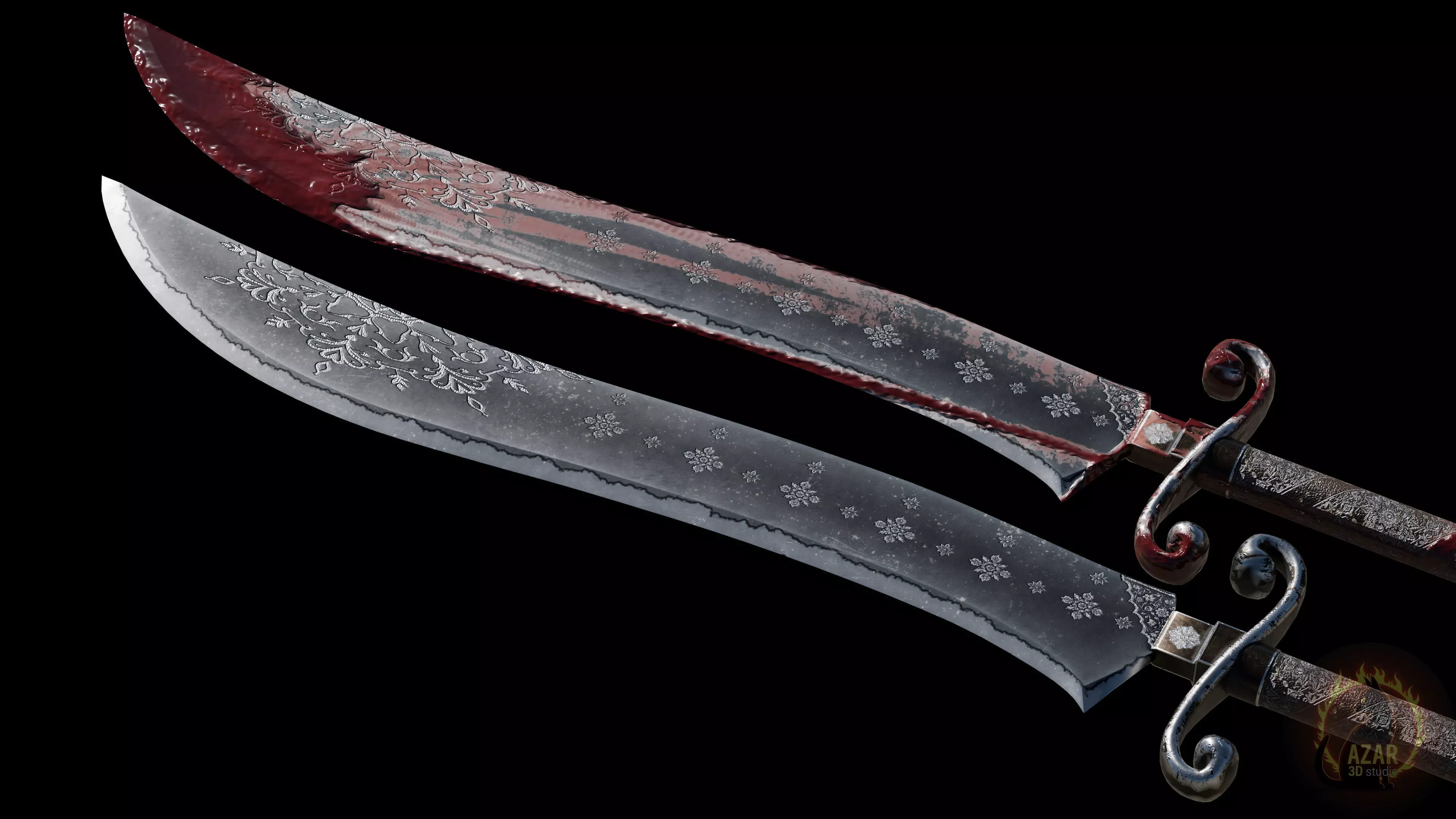 Sword 002 Realistic PBR Medieval Weapon 6 Variations Low-poly 3D model_8