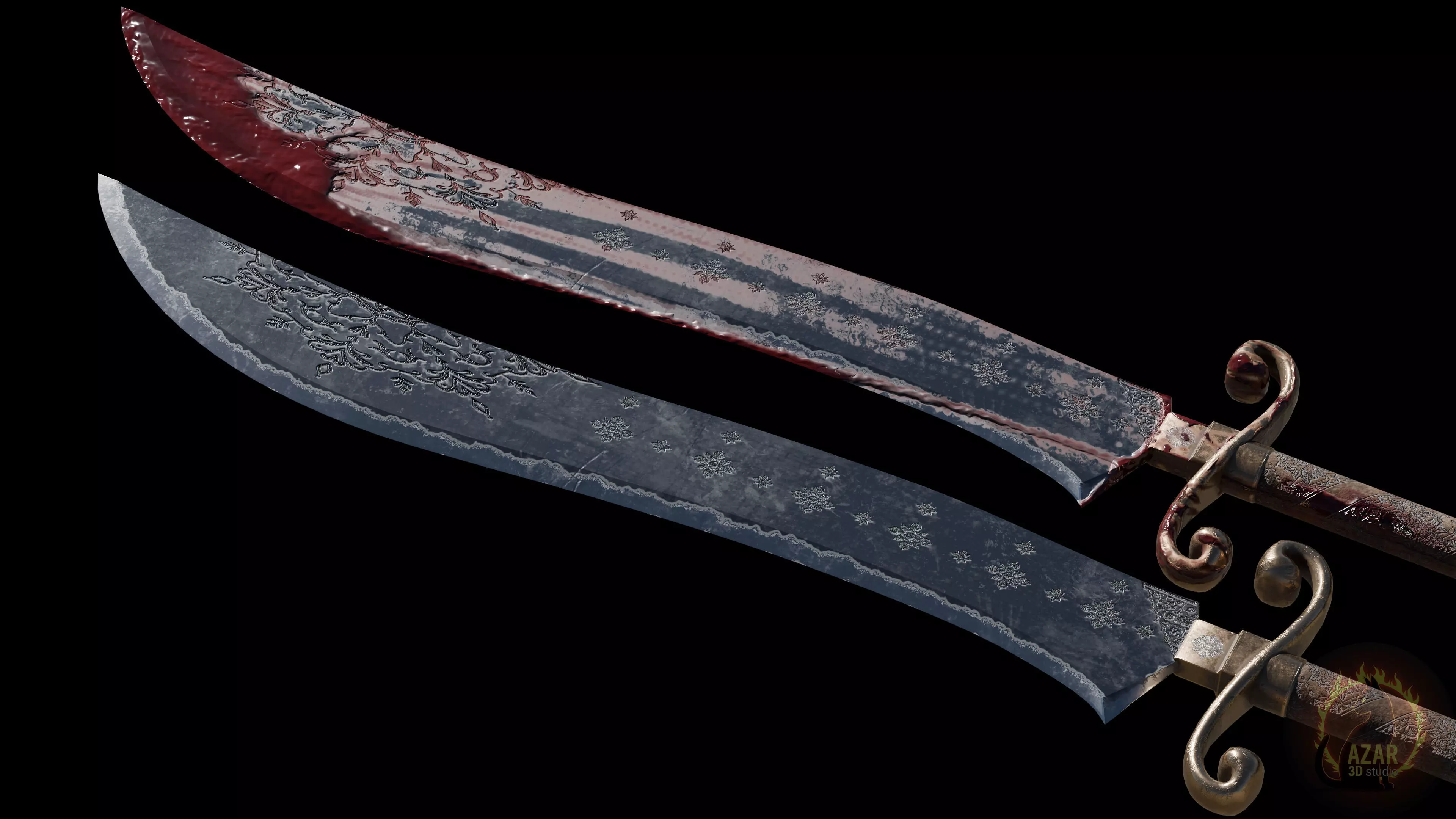 Sword 002 Realistic PBR Medieval Weapon 6 Variations Low-poly 3D model_7
