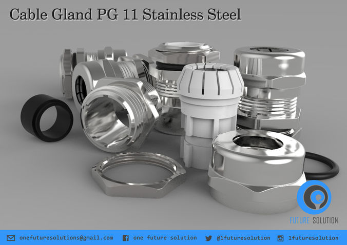 Cable Gland PG 11 Stainless Steel Free 3D model