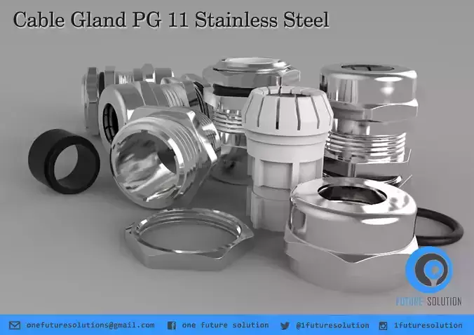 Cable Gland PG 11 Stainless Steel Free 3D model