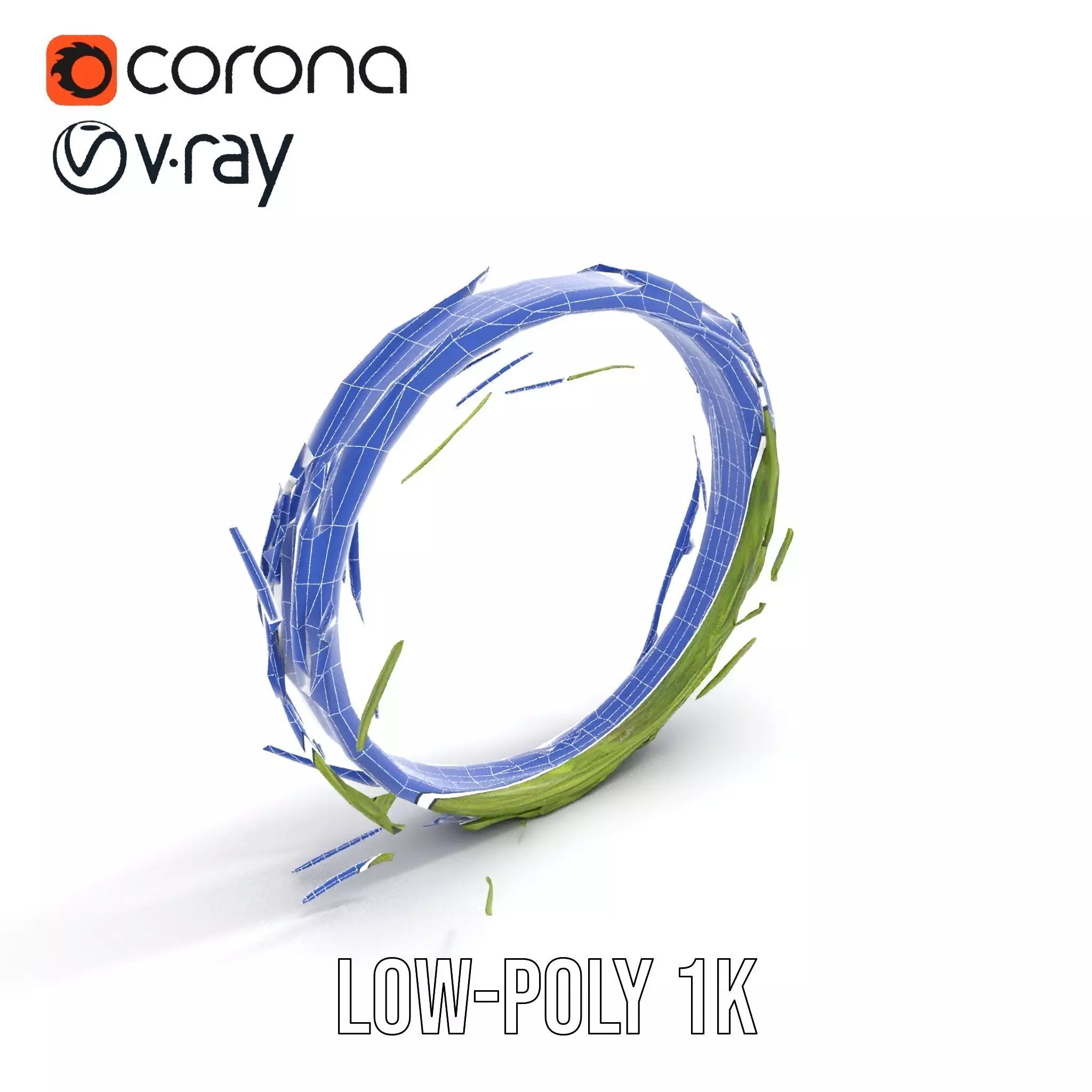 Green Grass Wreath model pack Low-poly 3D model_10