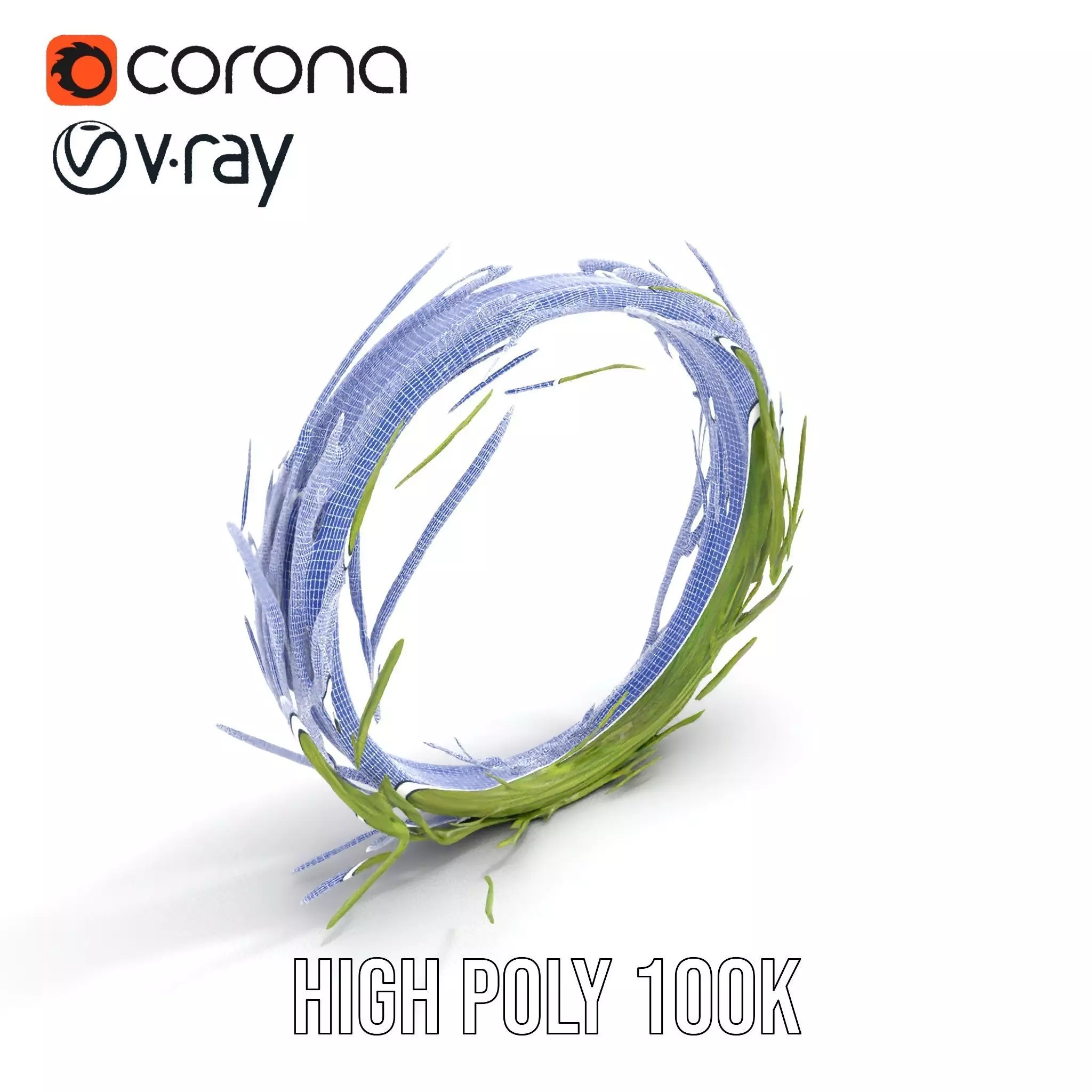 Green Grass Wreath model pack Low-poly 3D model_34