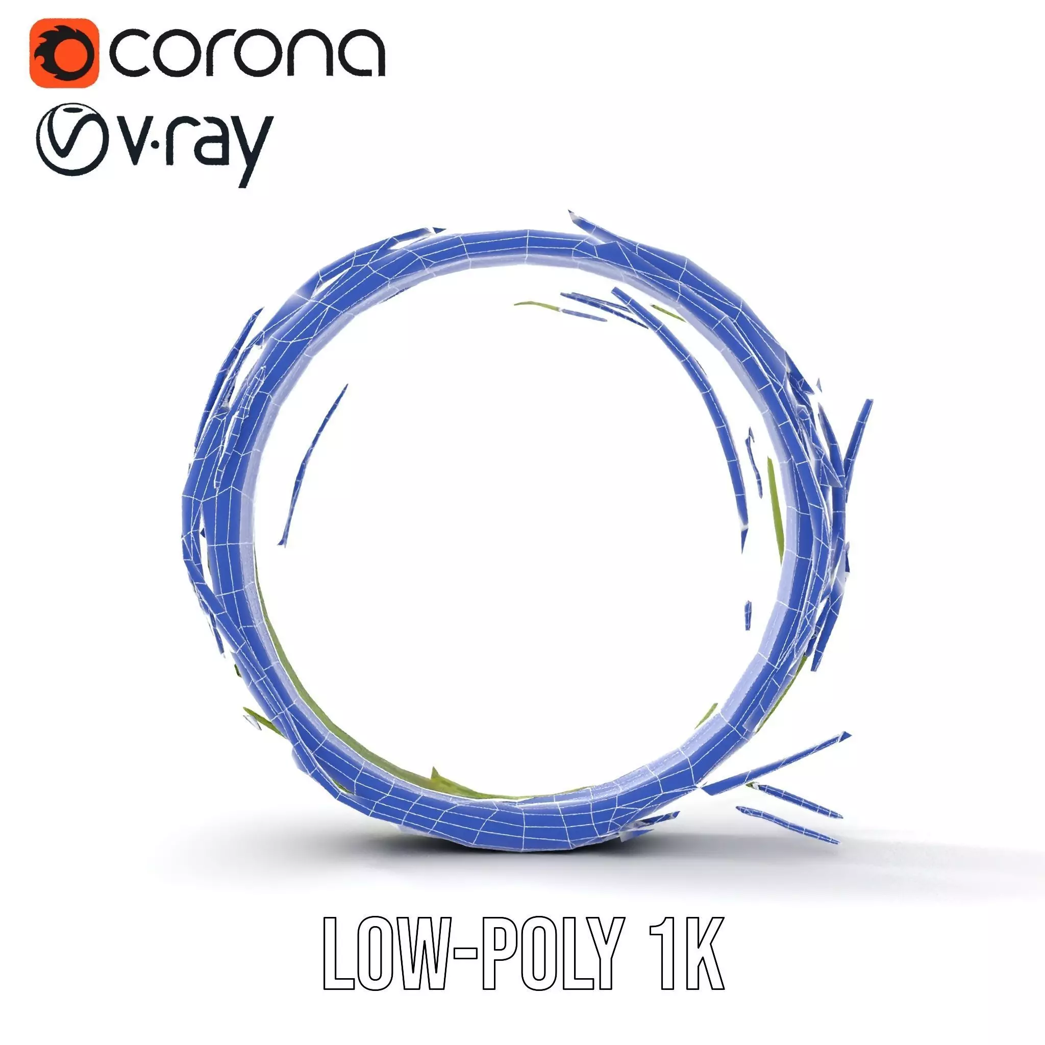 Green Grass Wreath model pack Low-poly 3D model_30