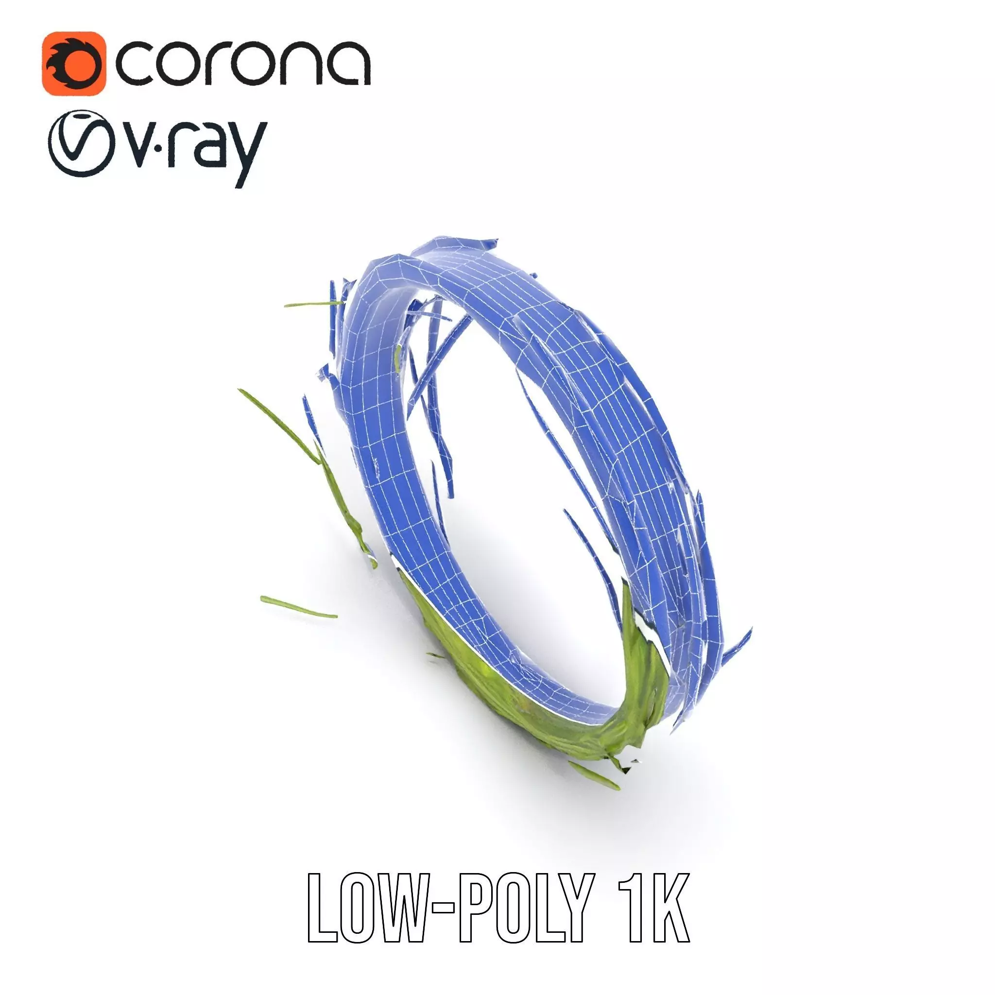 Green Grass Wreath model pack Low-poly 3D model_16