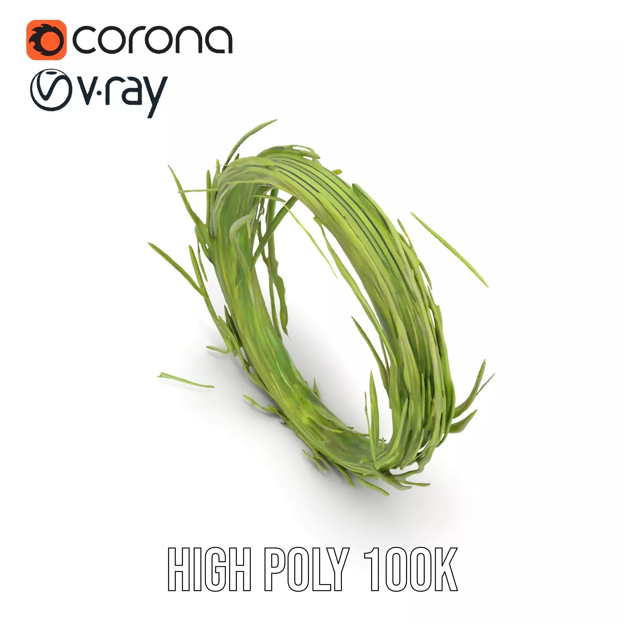 Green Grass Wreath model pack Low-poly 3D model_11