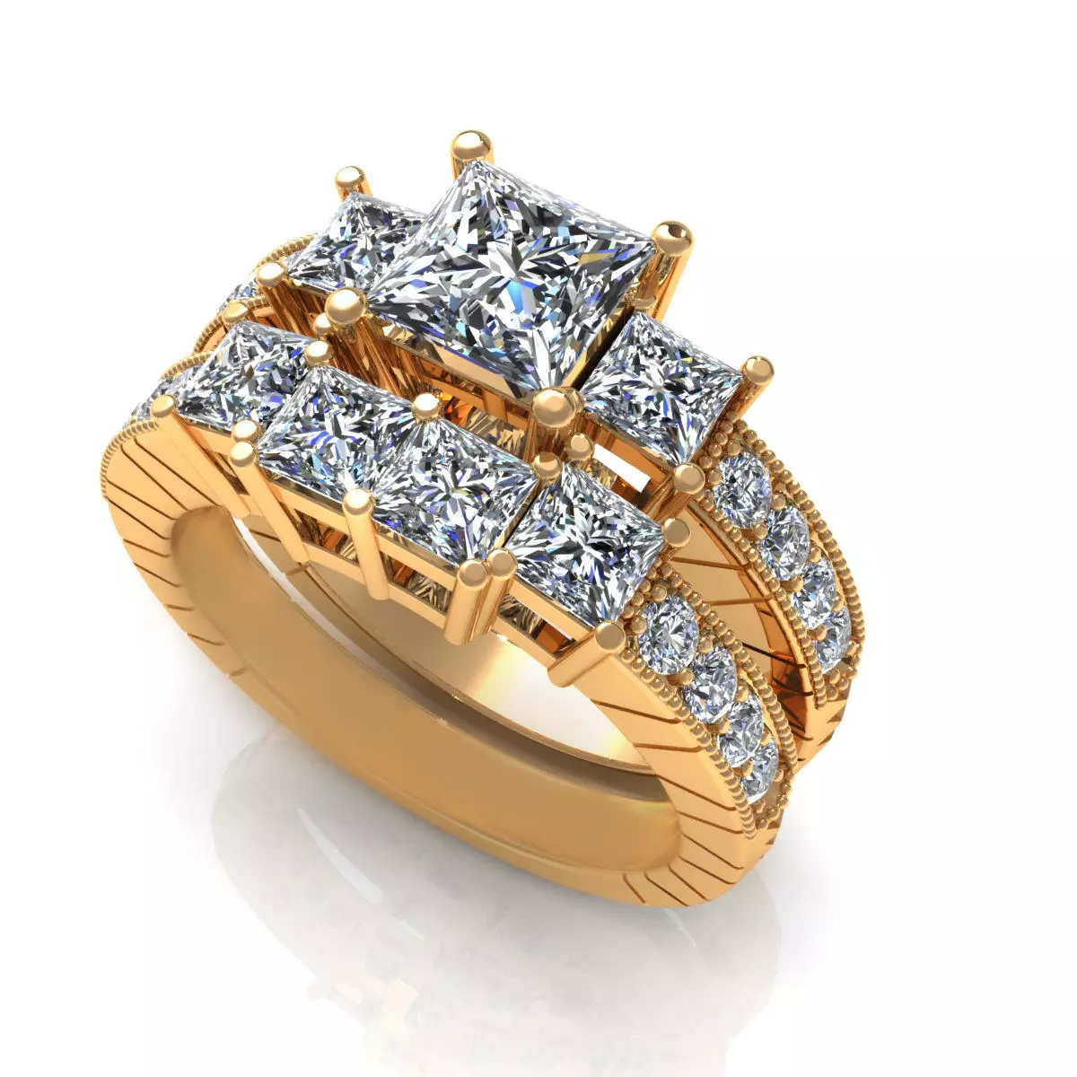 Bridal Set Woman Engagement Ring 3D print model