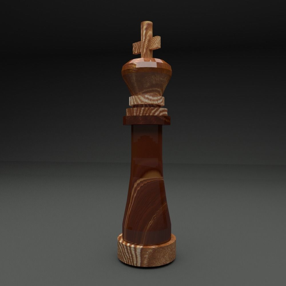 Chess set wooden piece Free low-poly 3D model_4