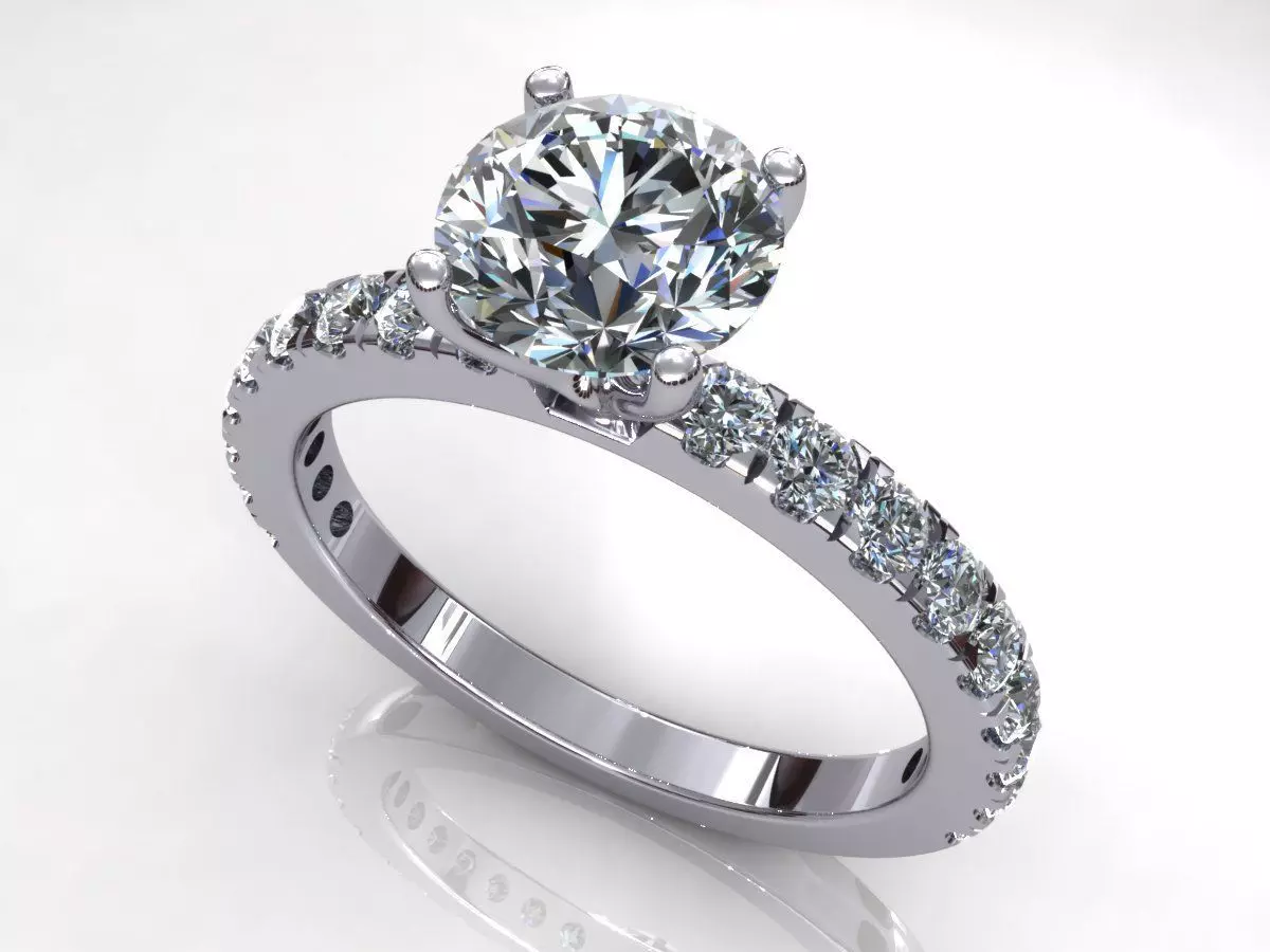 Round Diamond Woman Wedding Ring 3D print model