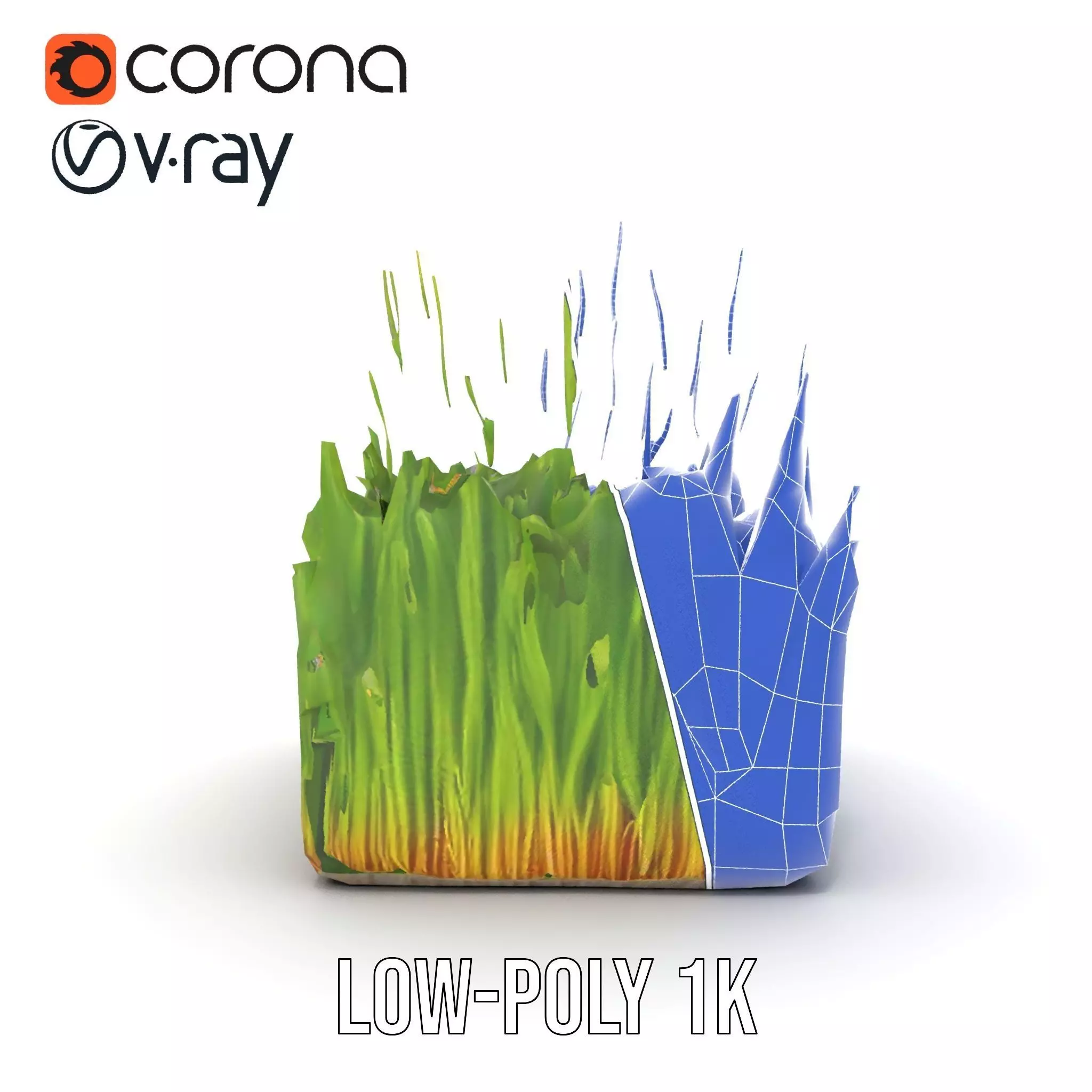 Vibrant Green Grass model pack Low-poly 3D model_11