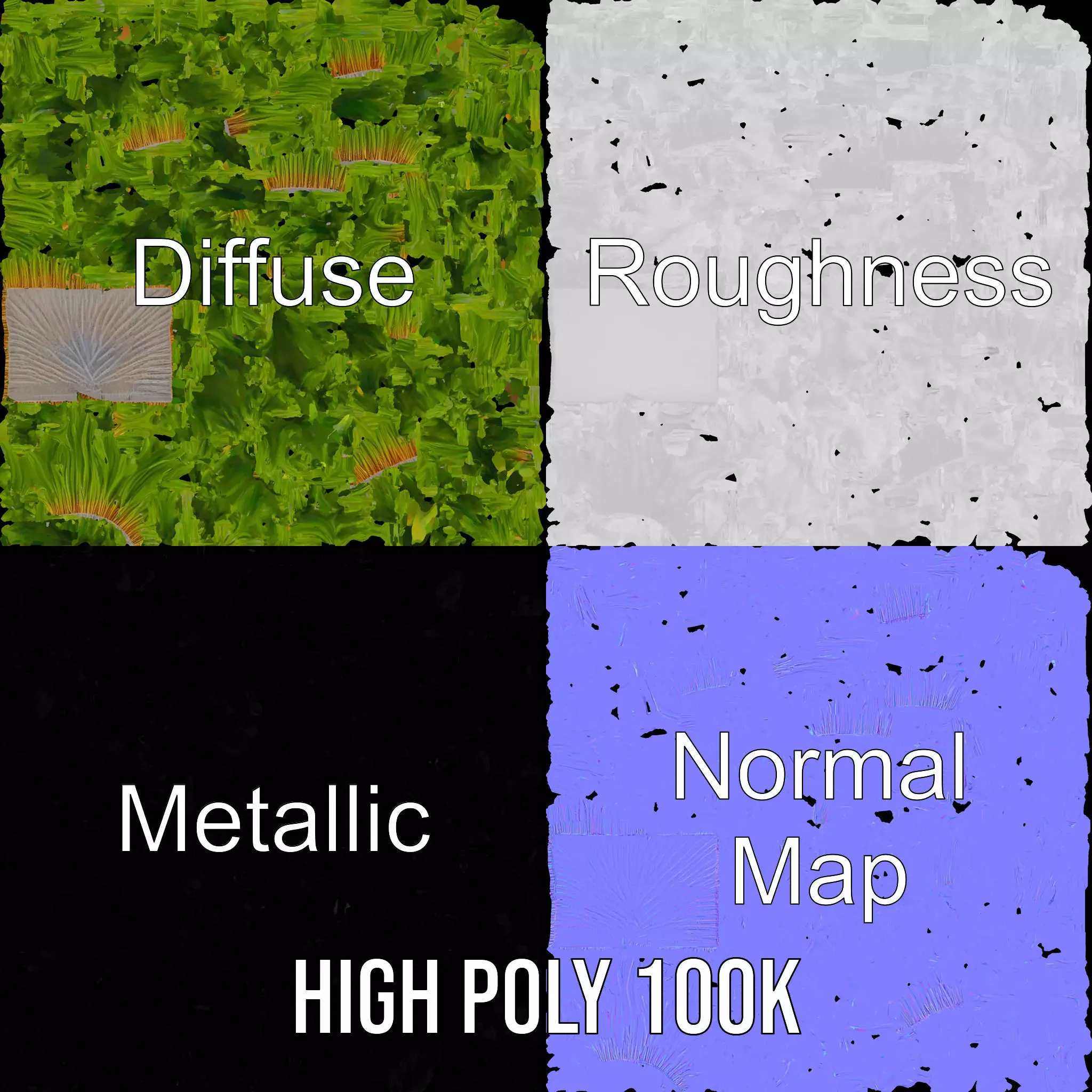 Vibrant Green Grass model pack Low-poly 3D model_3