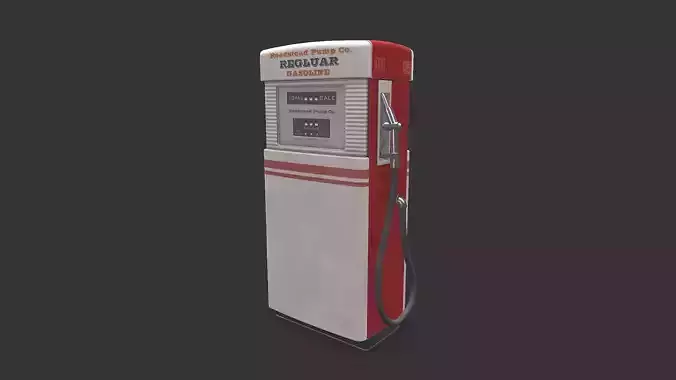 Old Retro Vintage Gas Pump Low-poly PBR