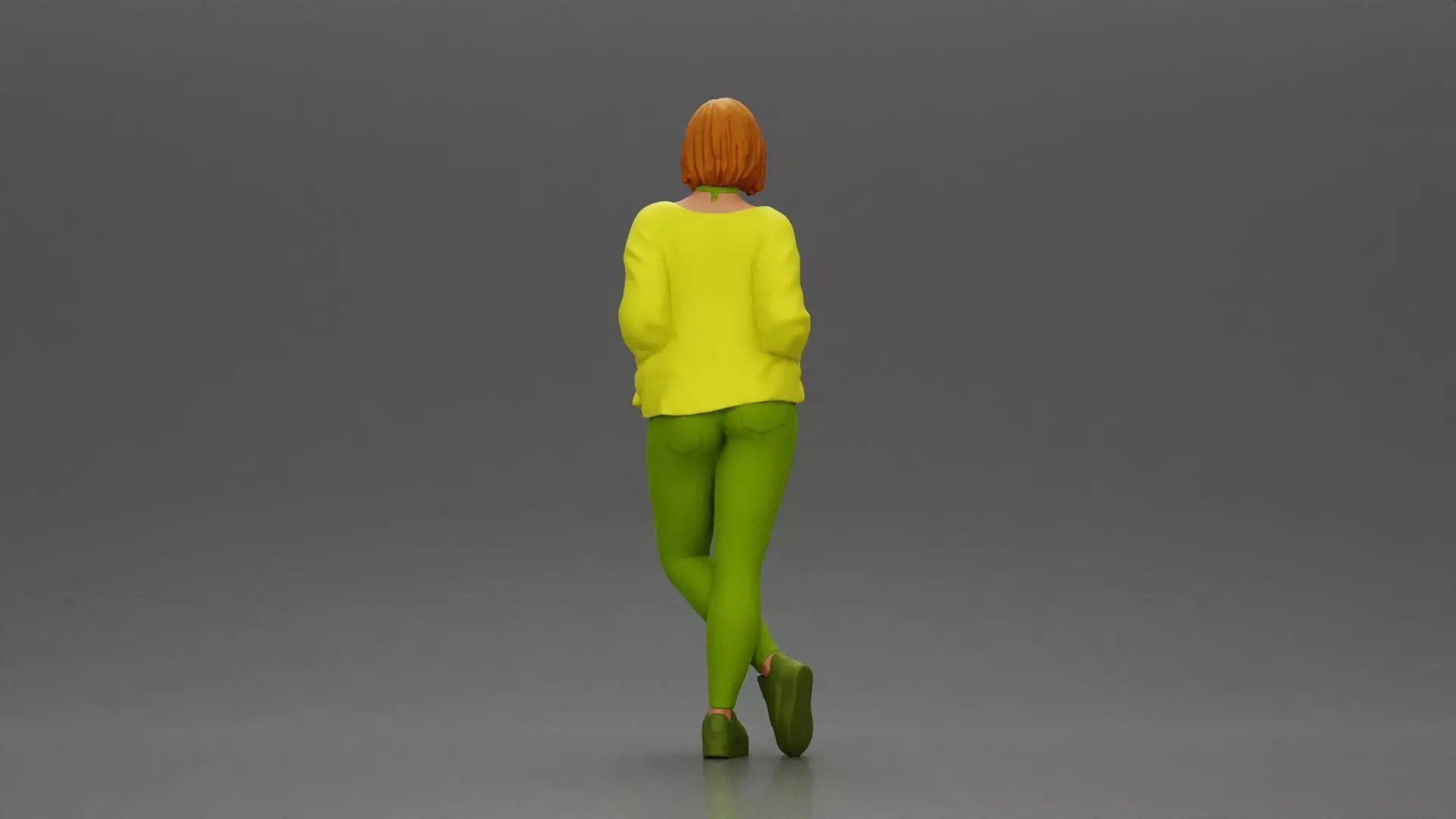 Confident woman leaning slightly with her hands in pockets 3D print model_3