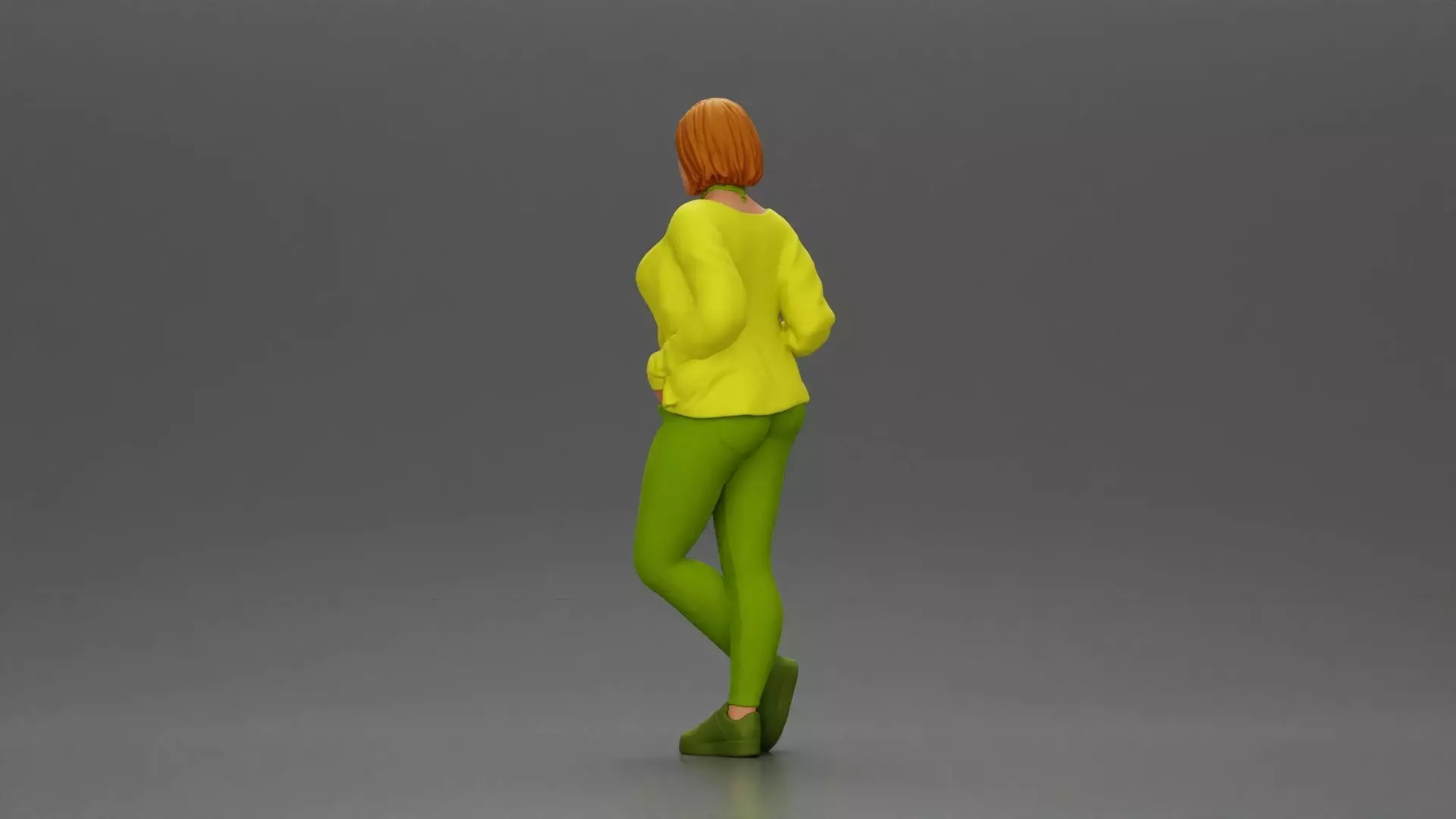 Confident woman leaning slightly with her hands in pockets 3D print model_4