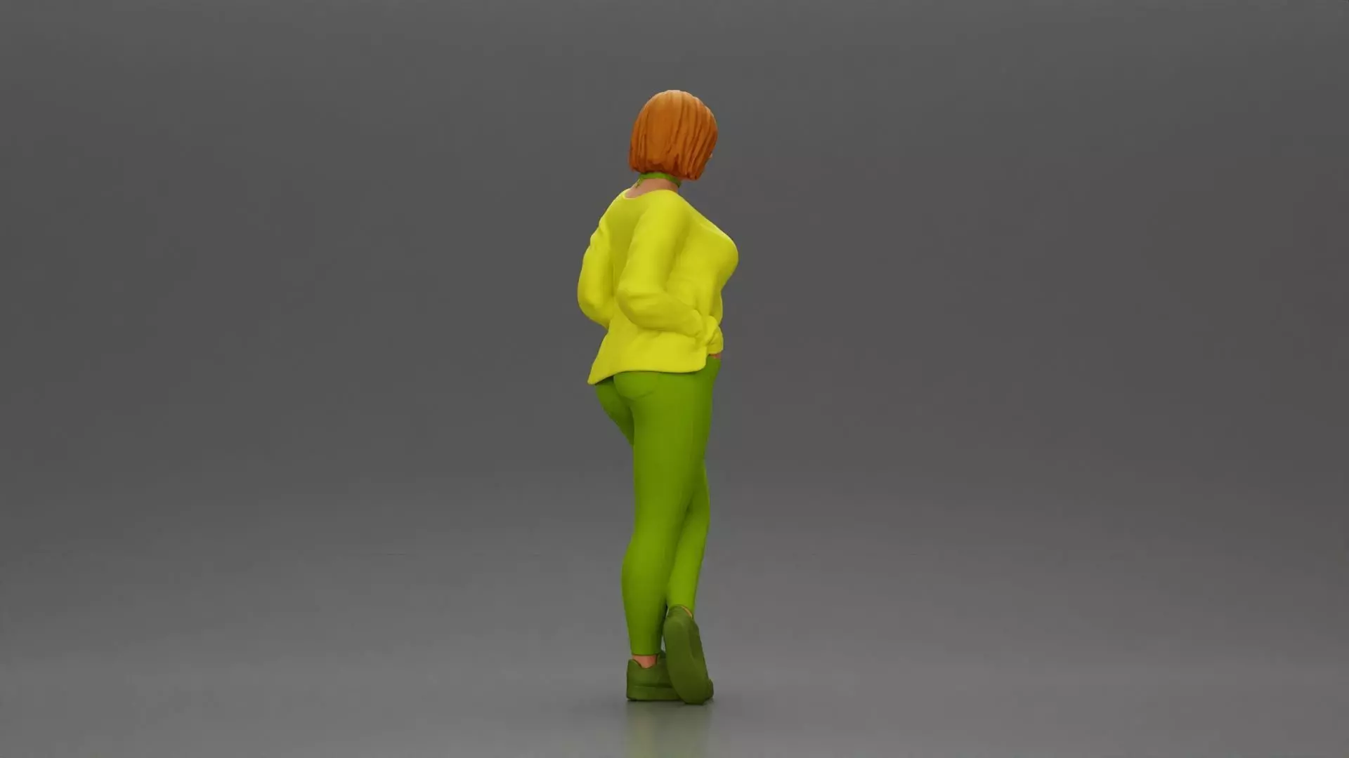 Confident woman leaning slightly with her hands in pockets 3D print model_2