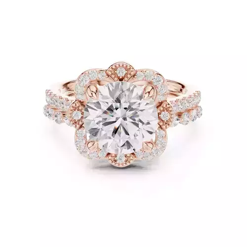 Round and Marquise Diamond Art Deco Woman Ring Set 3DM STL Video