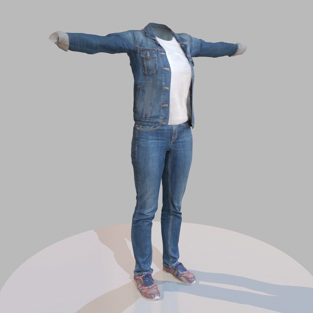 Jeans outfit for female characters Low-poly 3D model_1