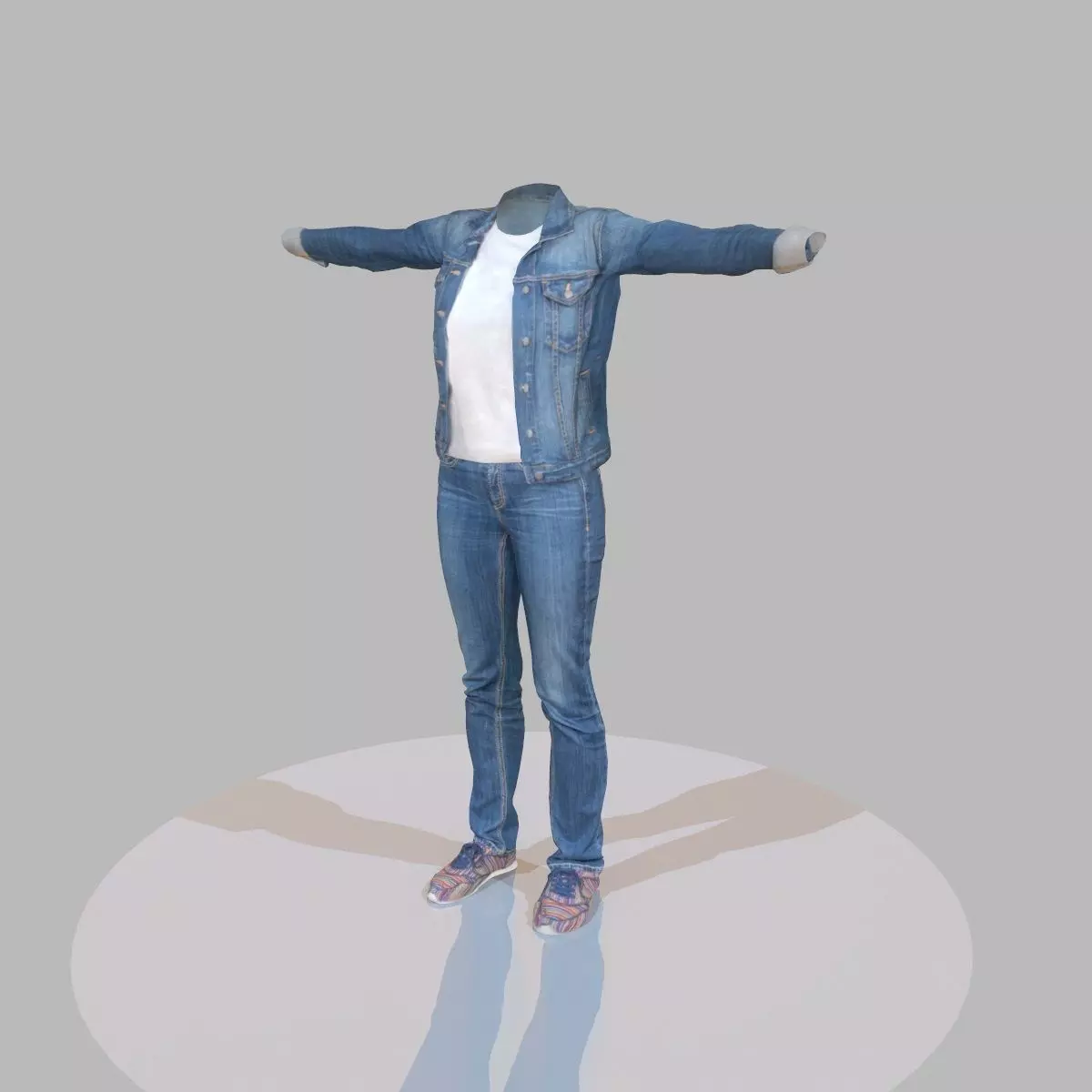 Jeans outfit for female characters Low-poly 3D model_0